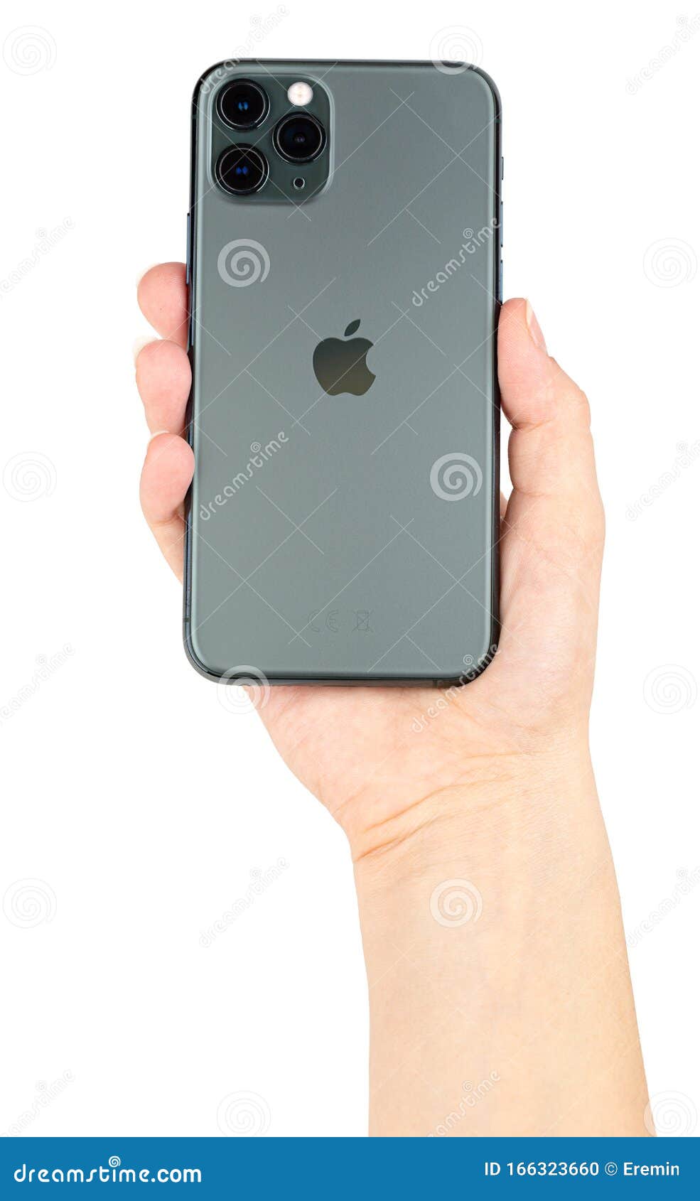 Apple IPhone 11 Pro Midnight Green Em Mão Sobre Um Fundo Branco