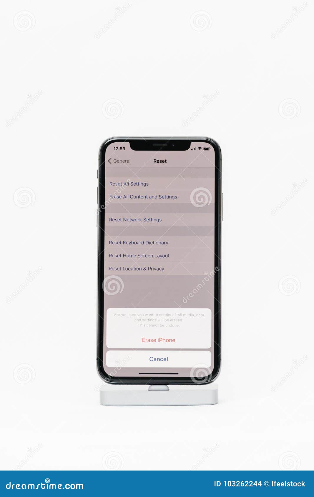 Apple IPhone X Smartphone Isolated White Background Erase, Reset ...