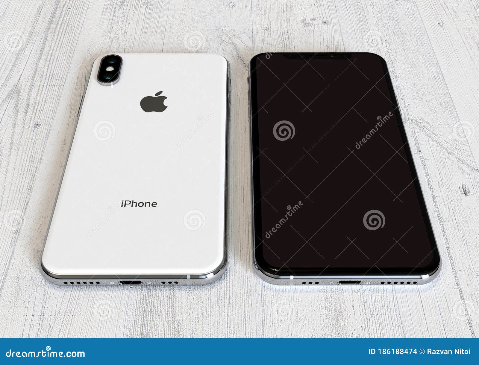 Apple IPhone XS Max Silver, Front And Back Sides Editorial Stock Image