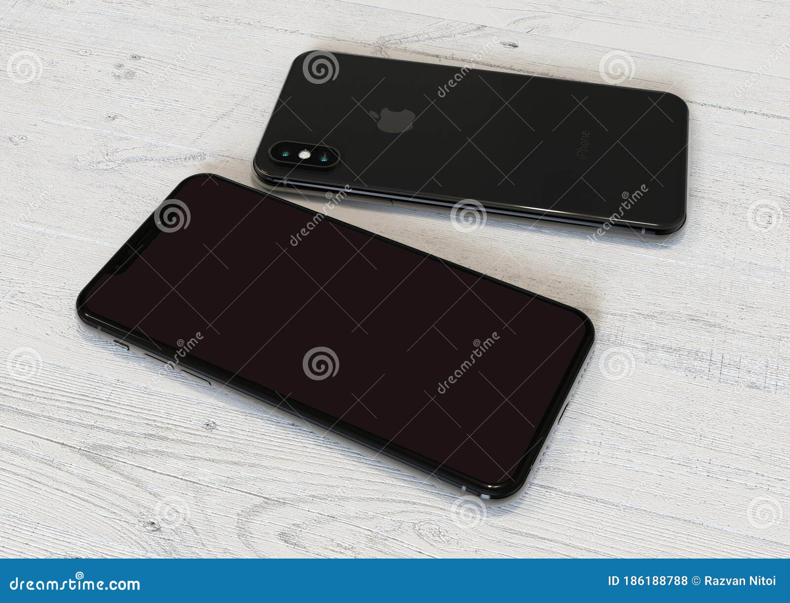 Apple IPhone XS Max Space Grey, Front and Back Sides Editorial Stock