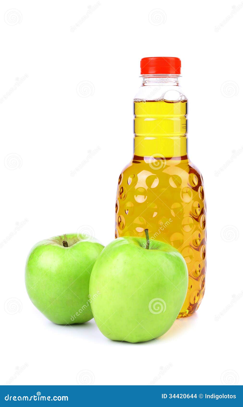 Apple Juice in Plastic Bottle and Two Apples Stock Photo Image of