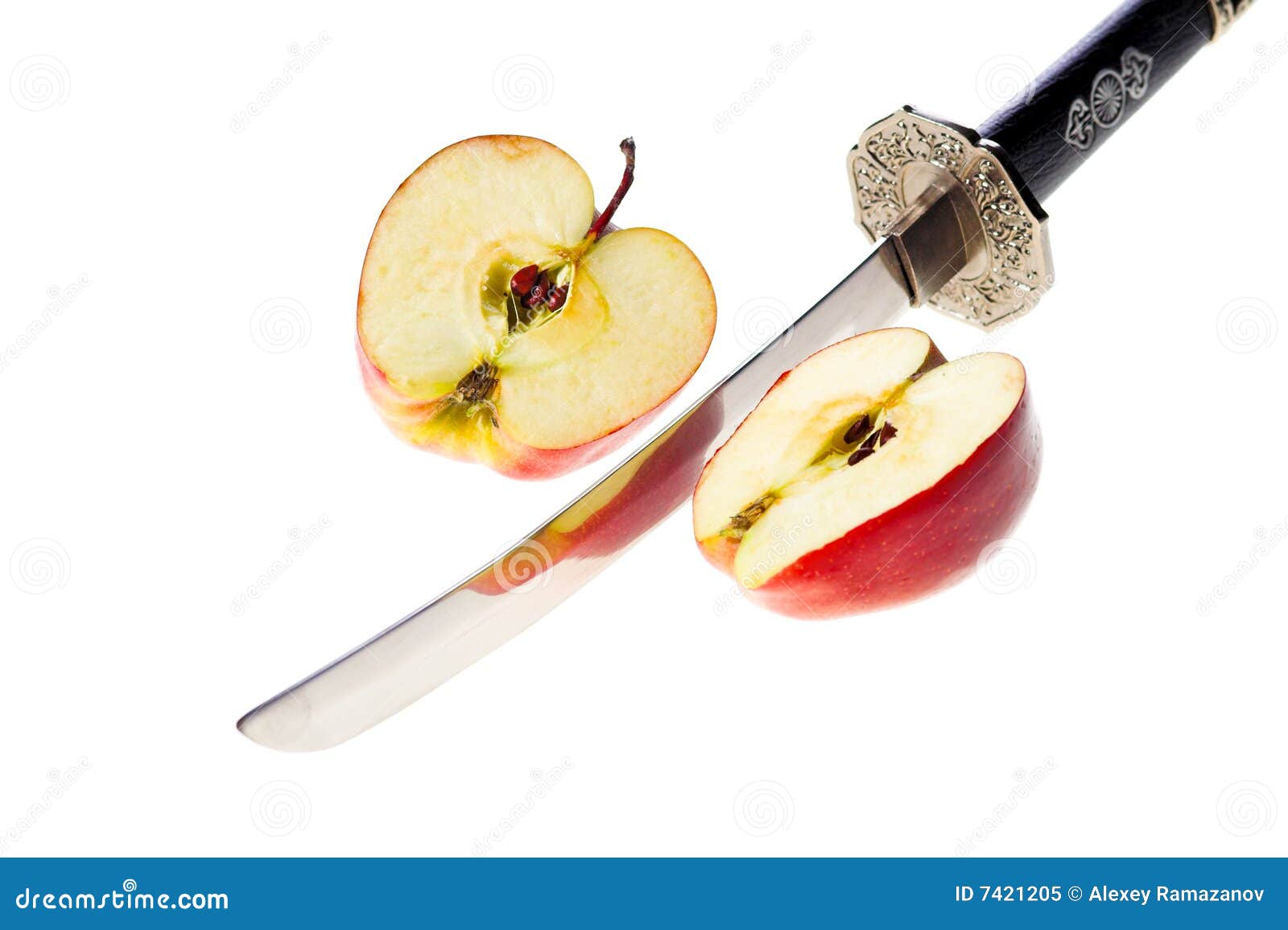 Apple and knife stock image. Image of isolated, slice 7421205