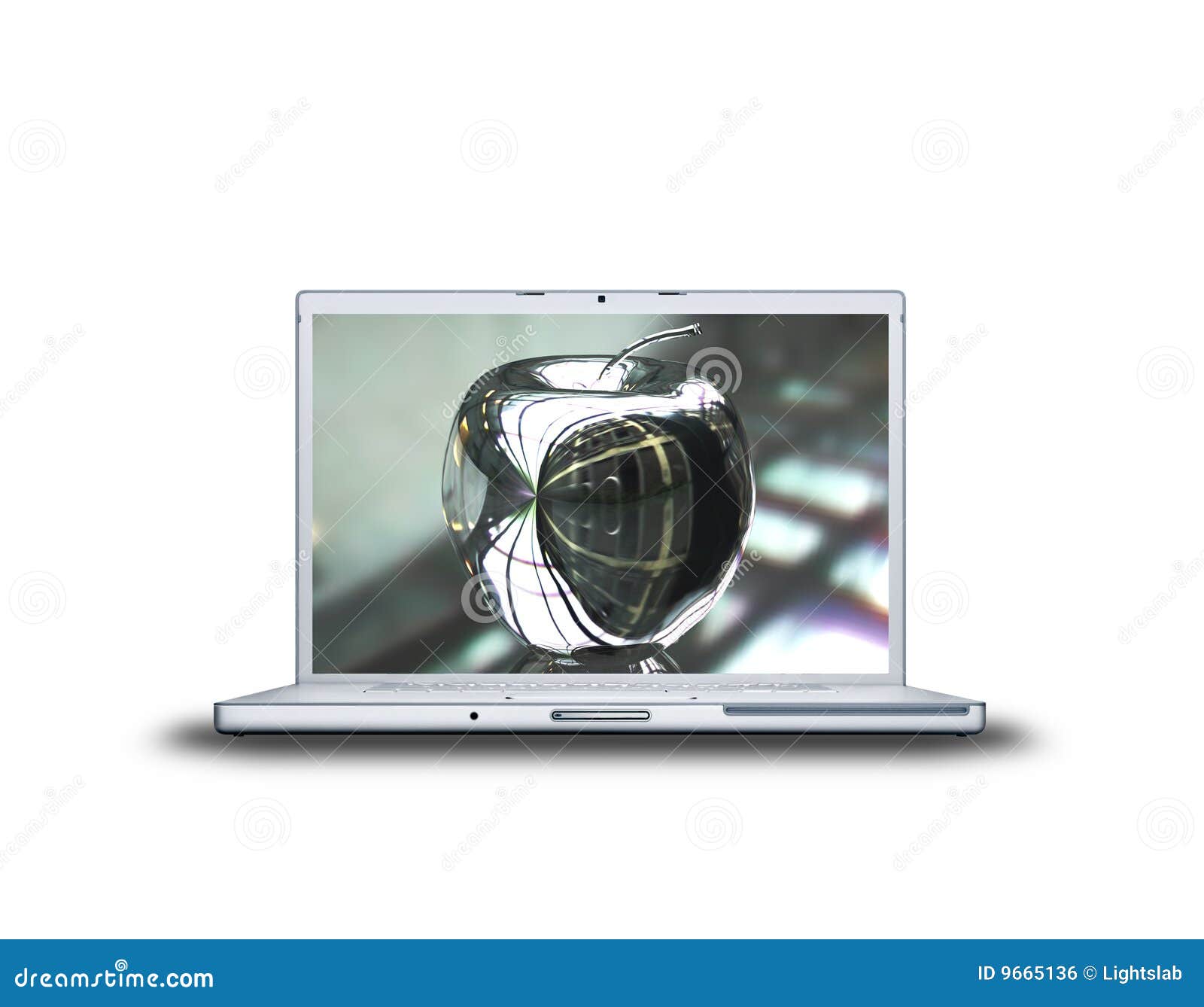 Apple on laptop screen stock illustration. Illustration of open 9665136