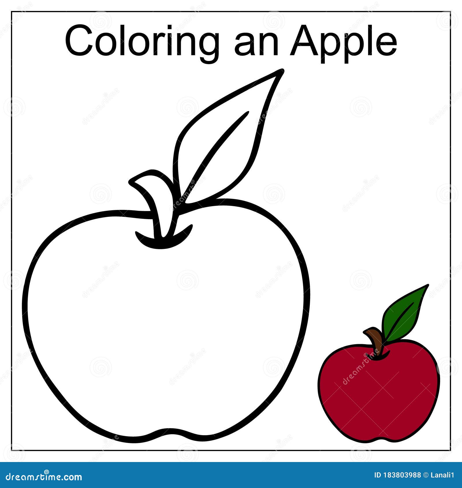 Download Apple With A Leaf. Color By Example. Vector Illustration ...