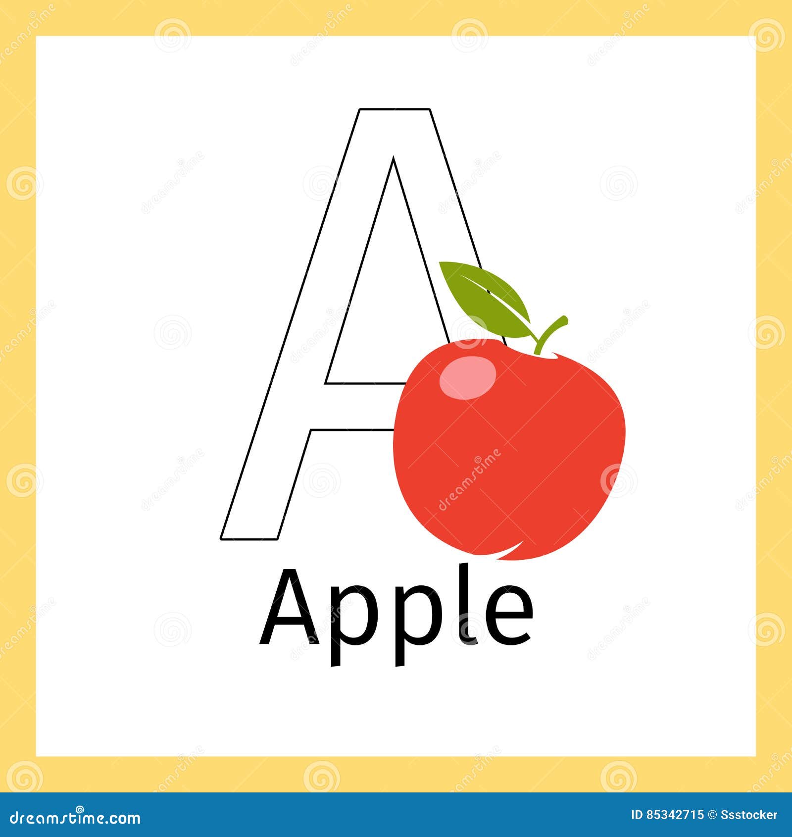 Apple and Letter a Coloring Page Stock Vector - Illustration of