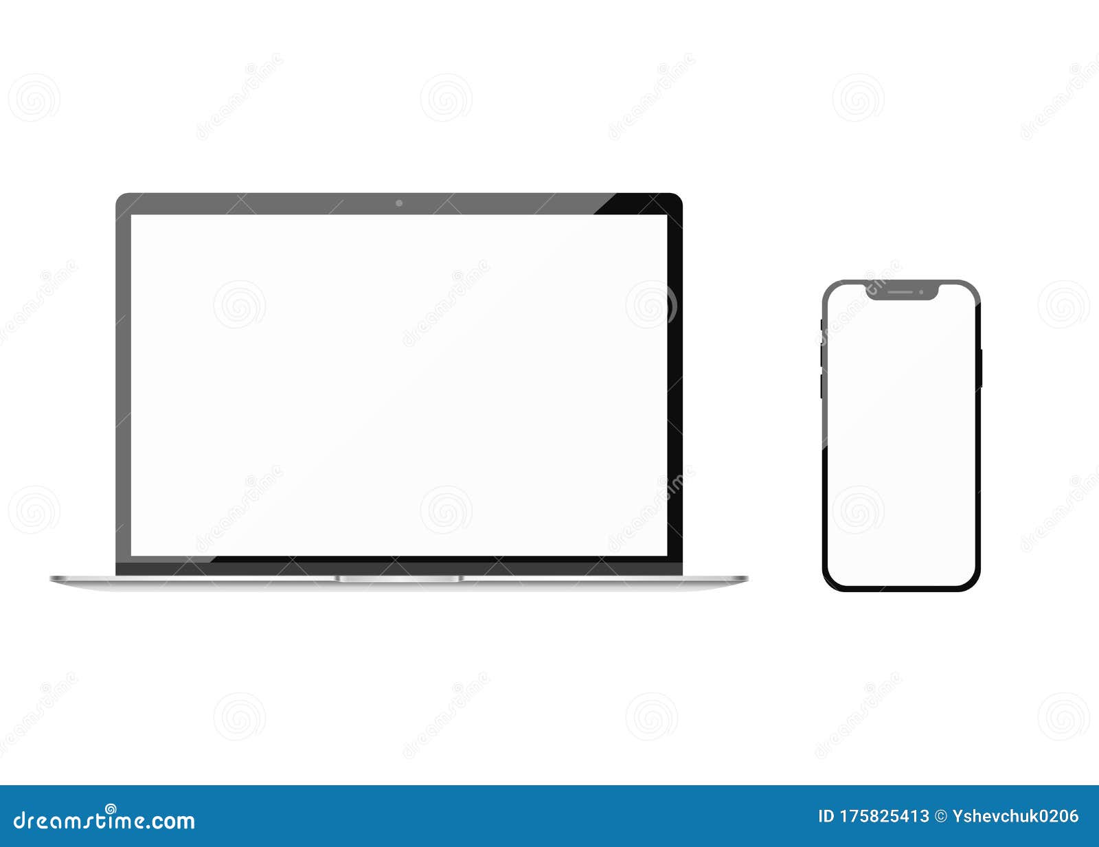apple macbook and iphone. realistic modern monitor, computer, laptop, smart phone. device mockup. electronics industry. 