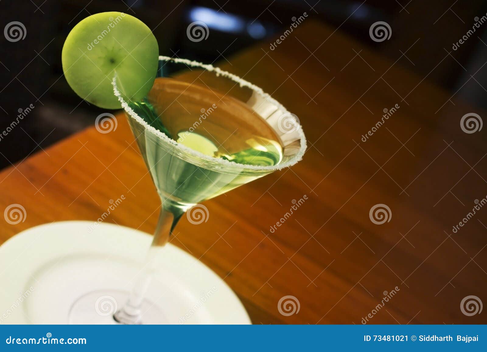 Apple Martini Mixed Drink with Fruit Slice Garnish Stock Image Image