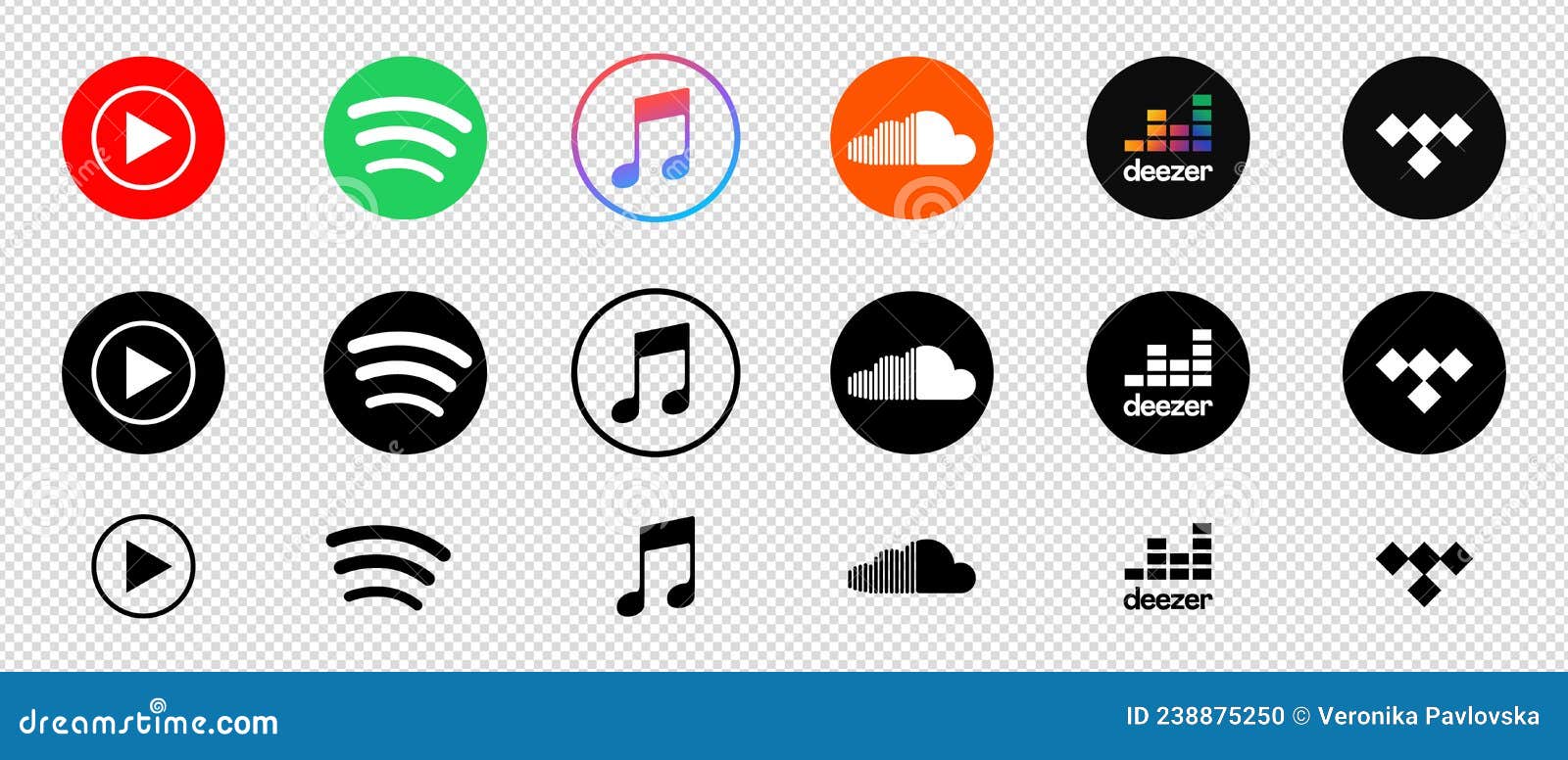 Apple Music, Spotify, YouTube Music, SoundCloud, Deezer, Tidal - a Set of  Logos for Popular Music Streaming Services. Vector Logos Editorial Image -  Illustration of play, logo: 238875250