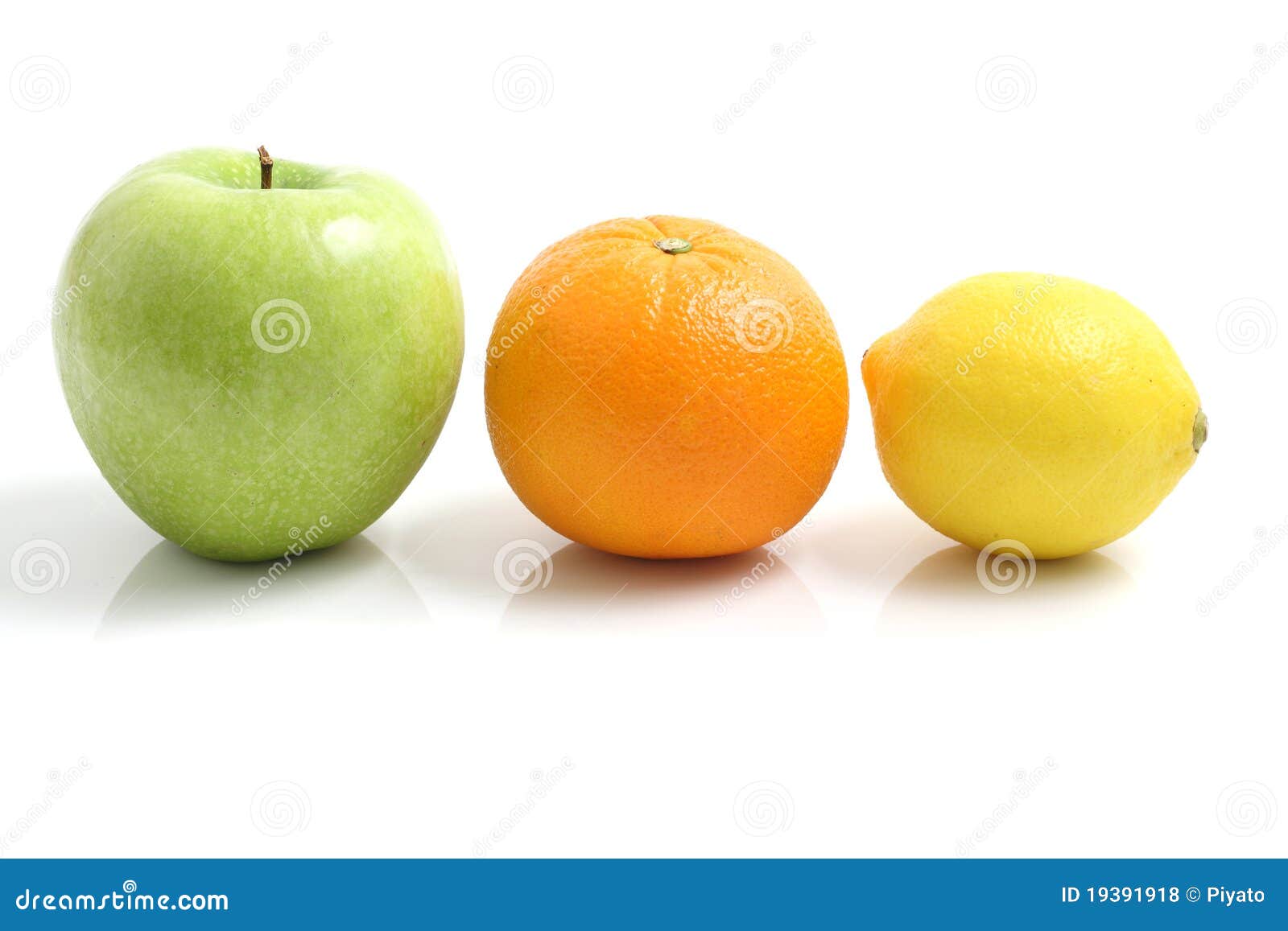 Apple Orange and Lemon Isolated on a White Backgro Stock Photo Image
