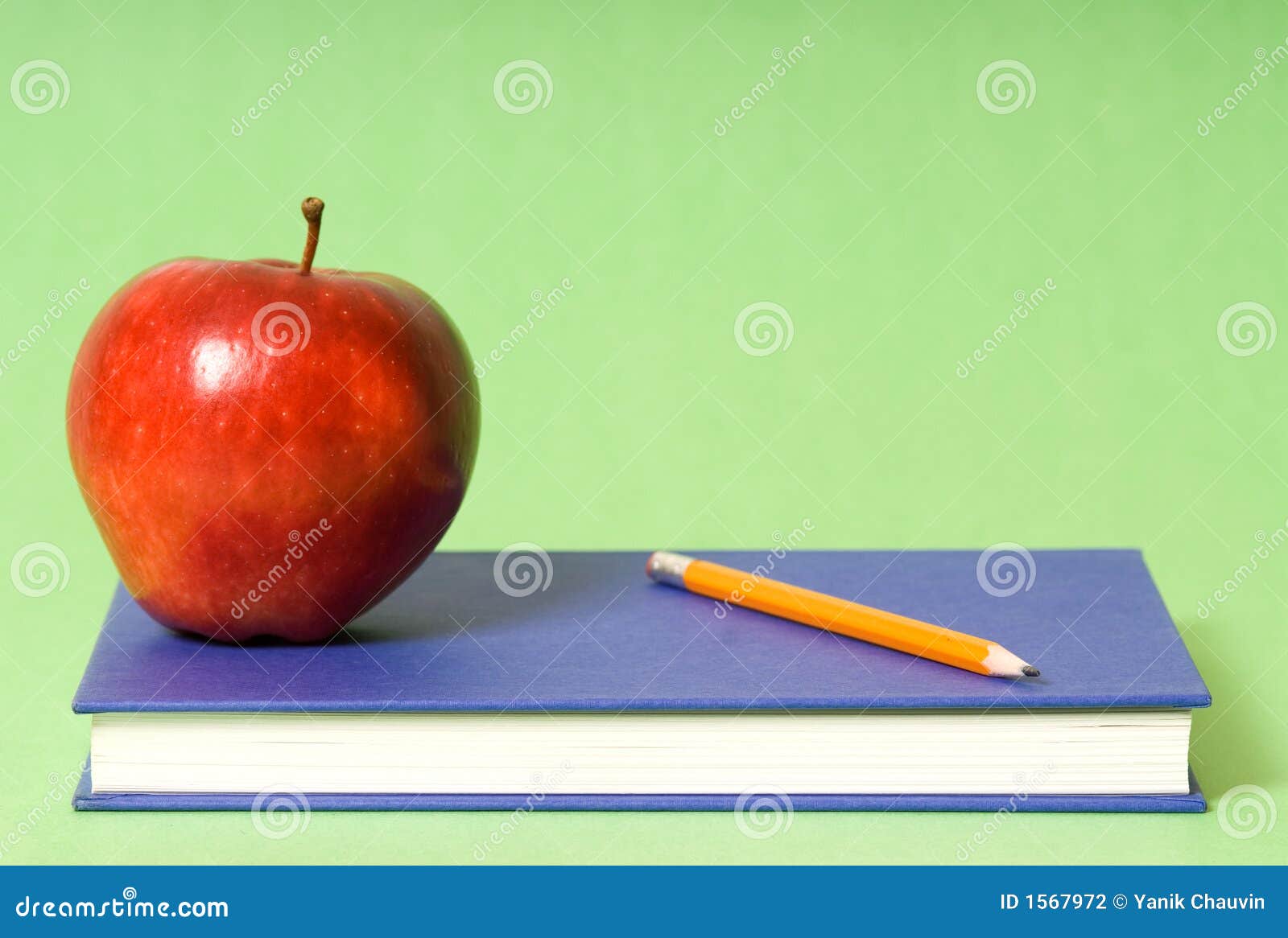 Apple and pencil stock photo. Image of library, books - 1567972