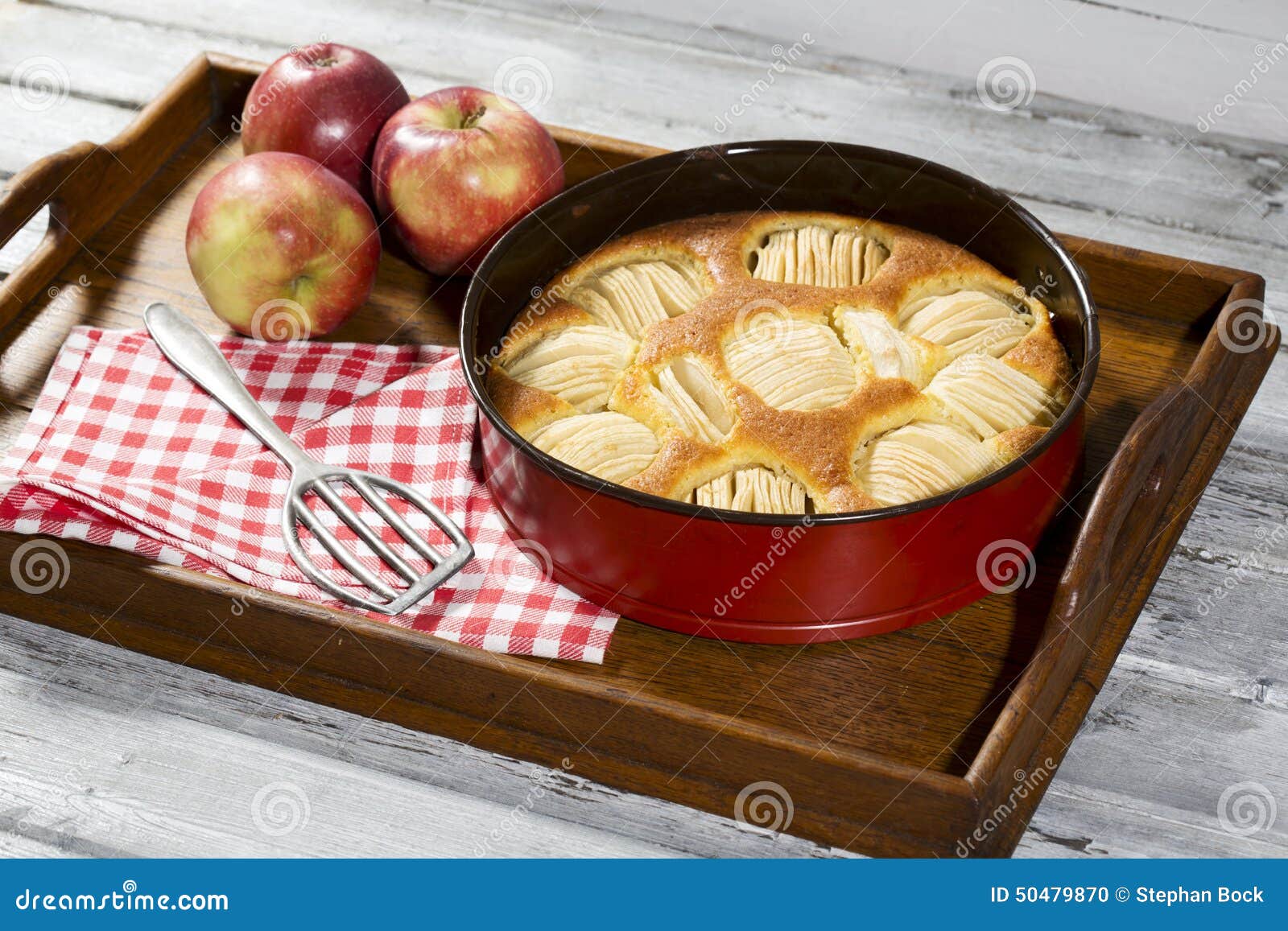 Apple Pie in Baking Dish on Tablet Stock Photo Image of cake, indoor 50479870