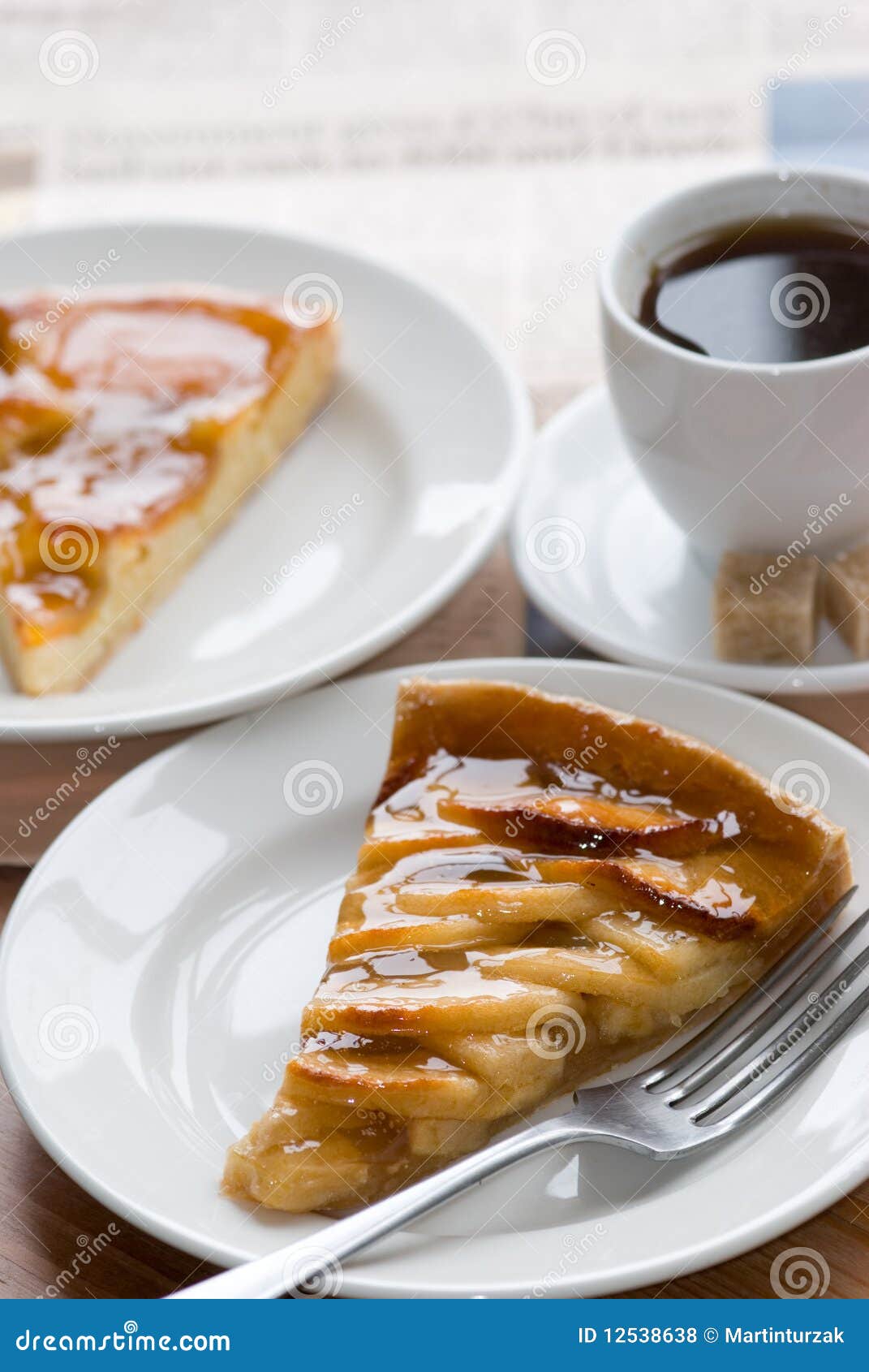 Apple pie with coffee stock photo. Image of piece, paper 12538638