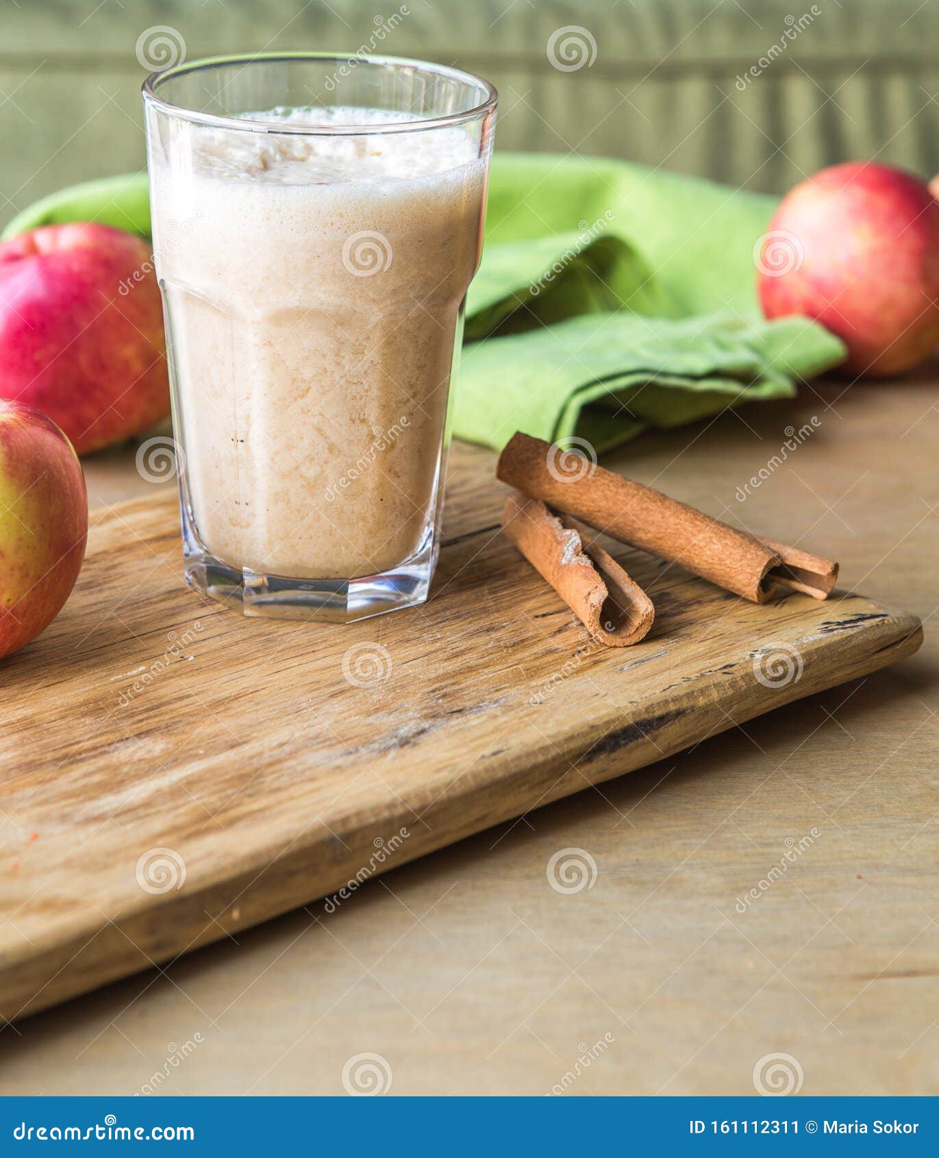 Apple Pie Protein Smoothie Drink with Almond Milk Stock Image Image