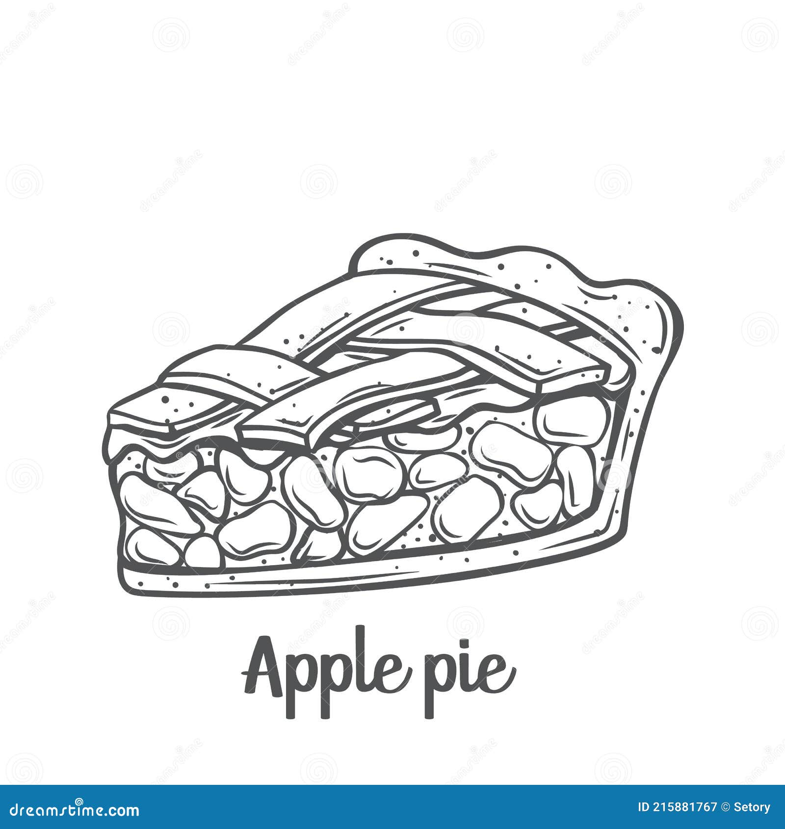 Apple Pie Slice Outline Icon. Stock Vector - Illustration of line