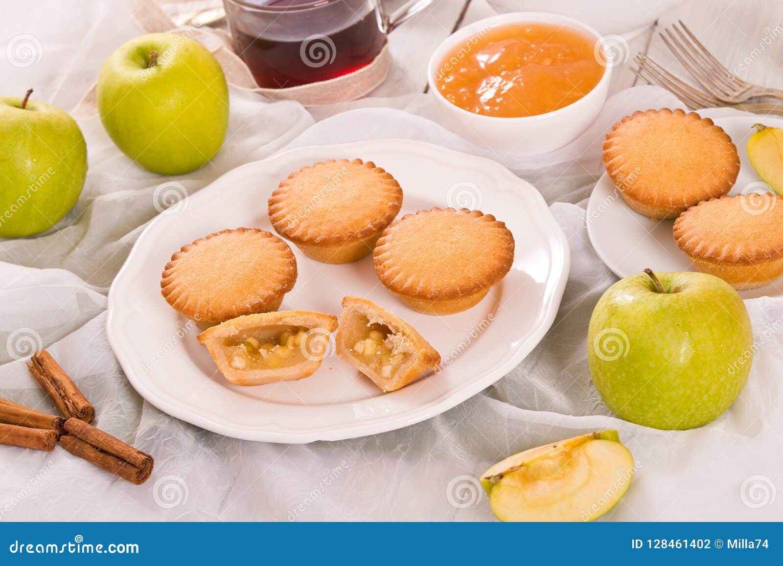 Apple pies. stock photo. Image of filling, dish, fresh - 128461402