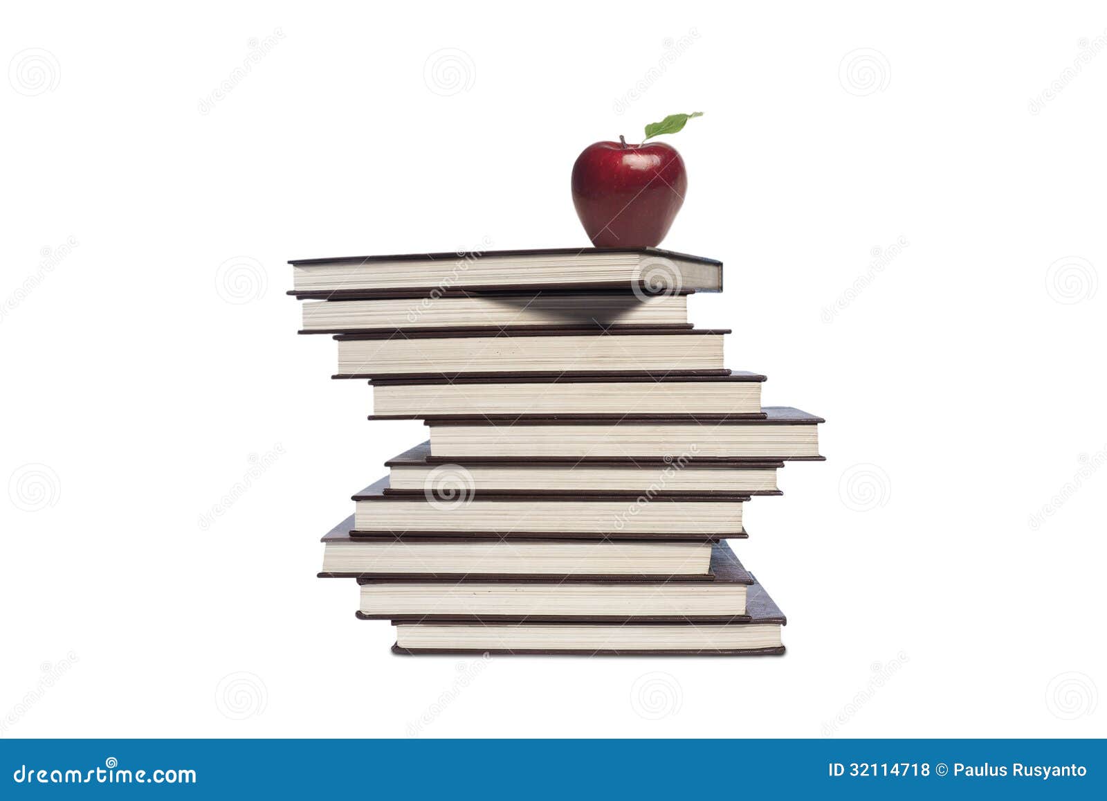 Apple and Pile of Books on White Background Stock Photo Image of academy, dictionary 32114718