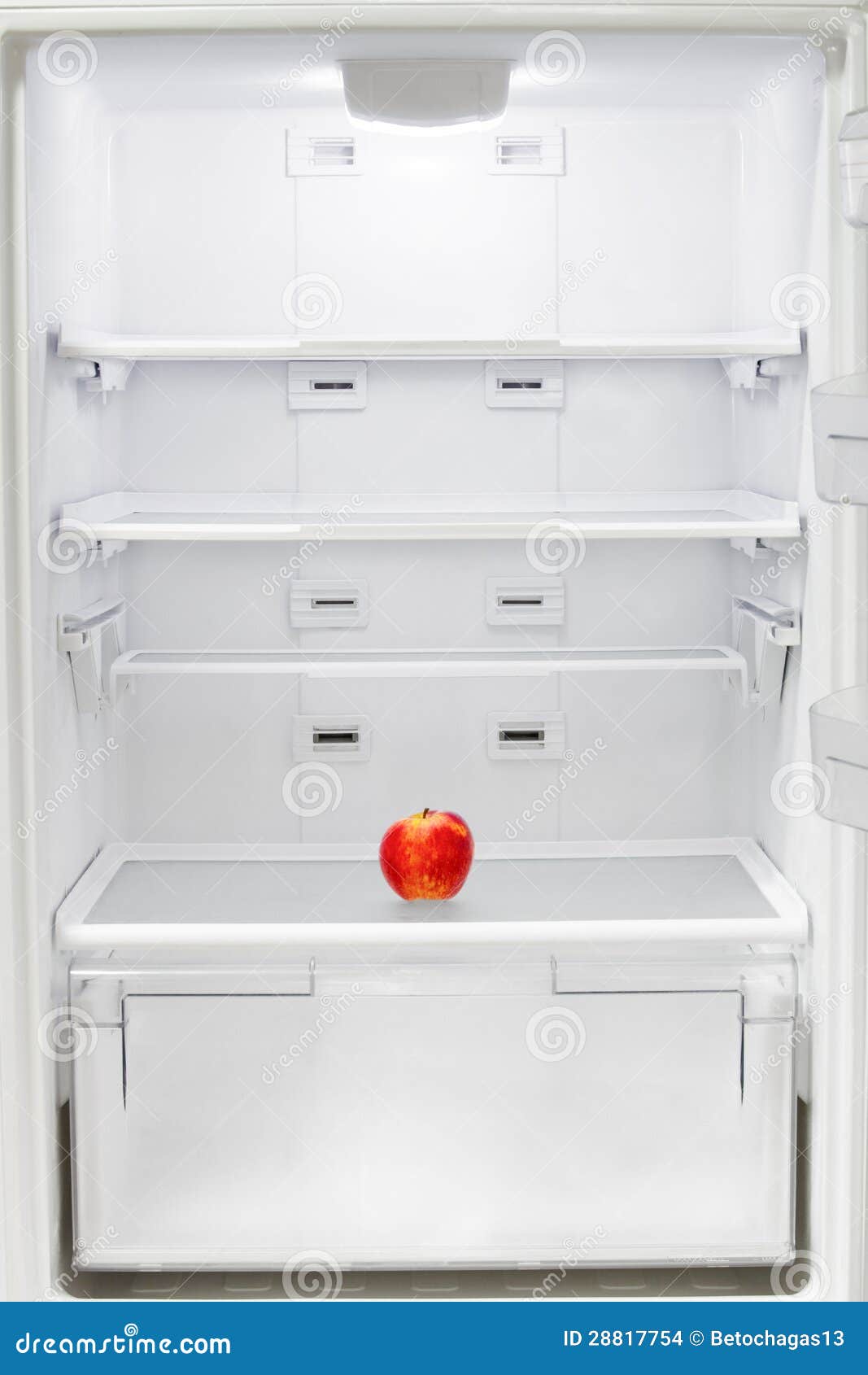 Apple in the refrigerator stock photo. Image of open 28817754