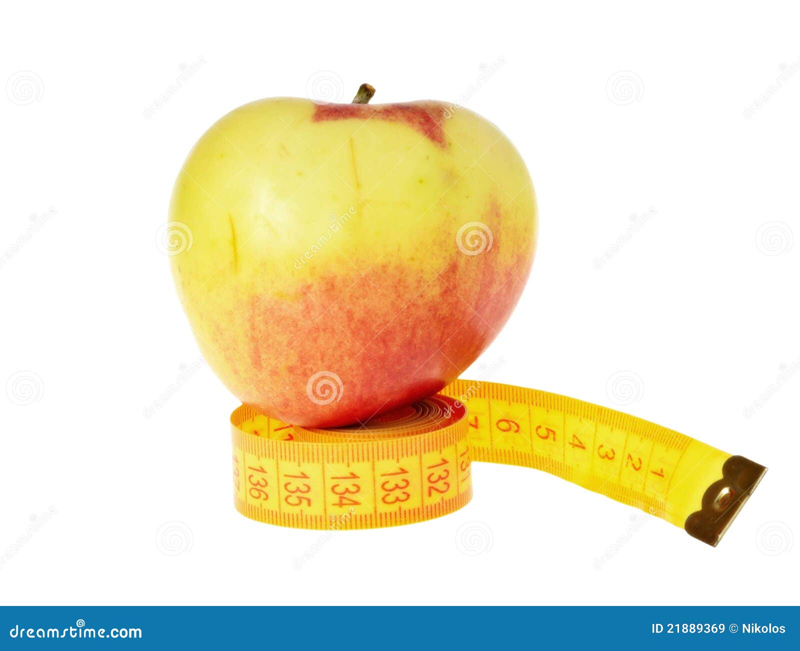 Apple and ruler isolated stock image. Image of measuring 21889369