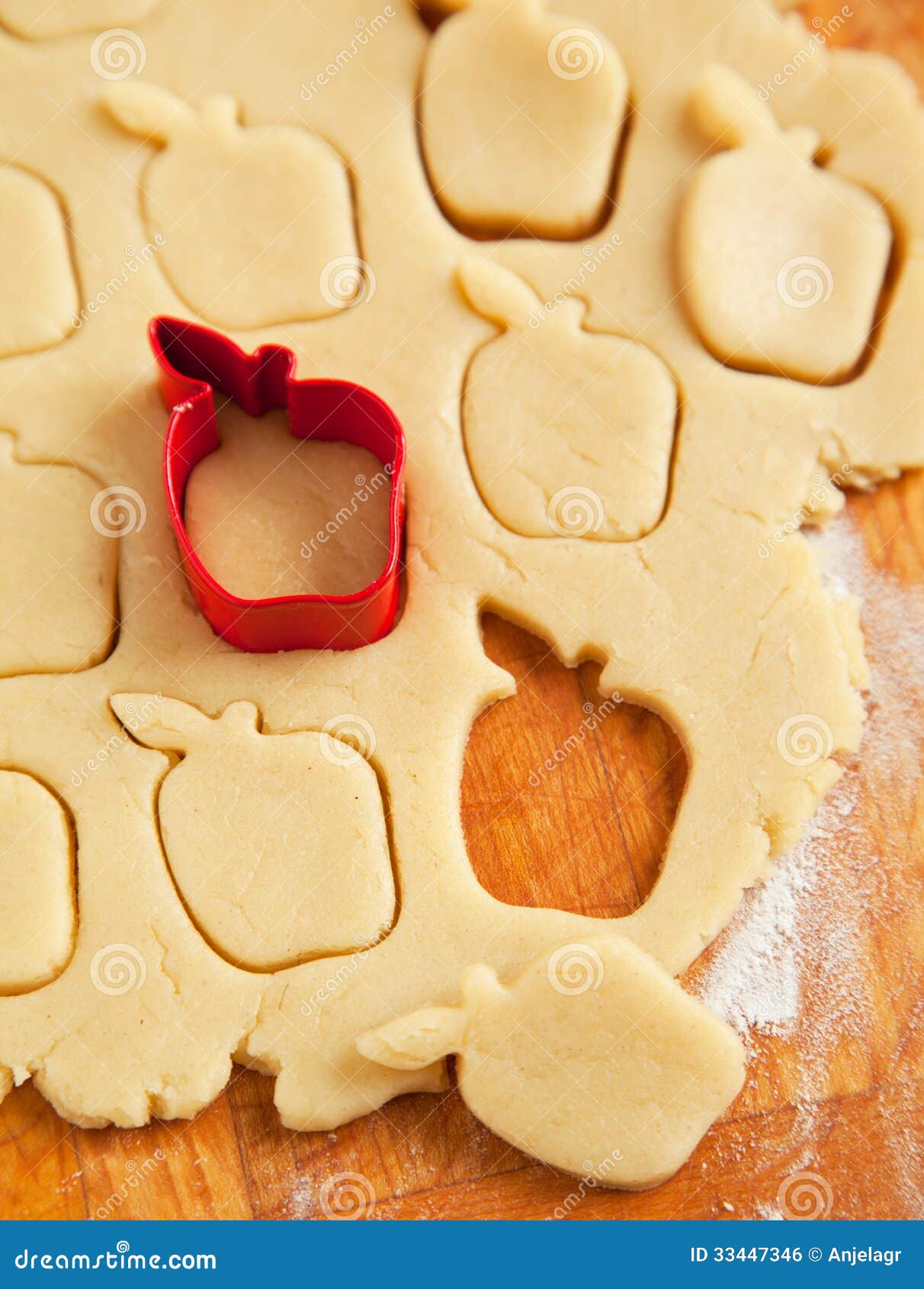 Apple Shaped Cookie Cutter on Raw Cookie Dough Stock Photo Image of