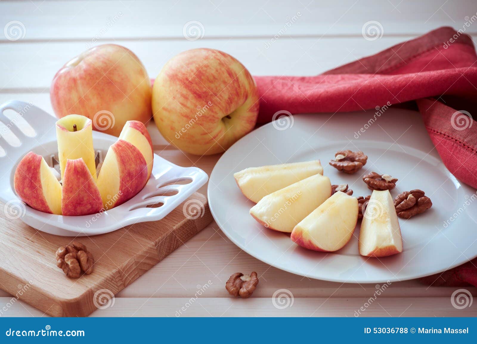 Apple is Sliced into Wedges. Stock Photo - Image of nutrition, juicy ...