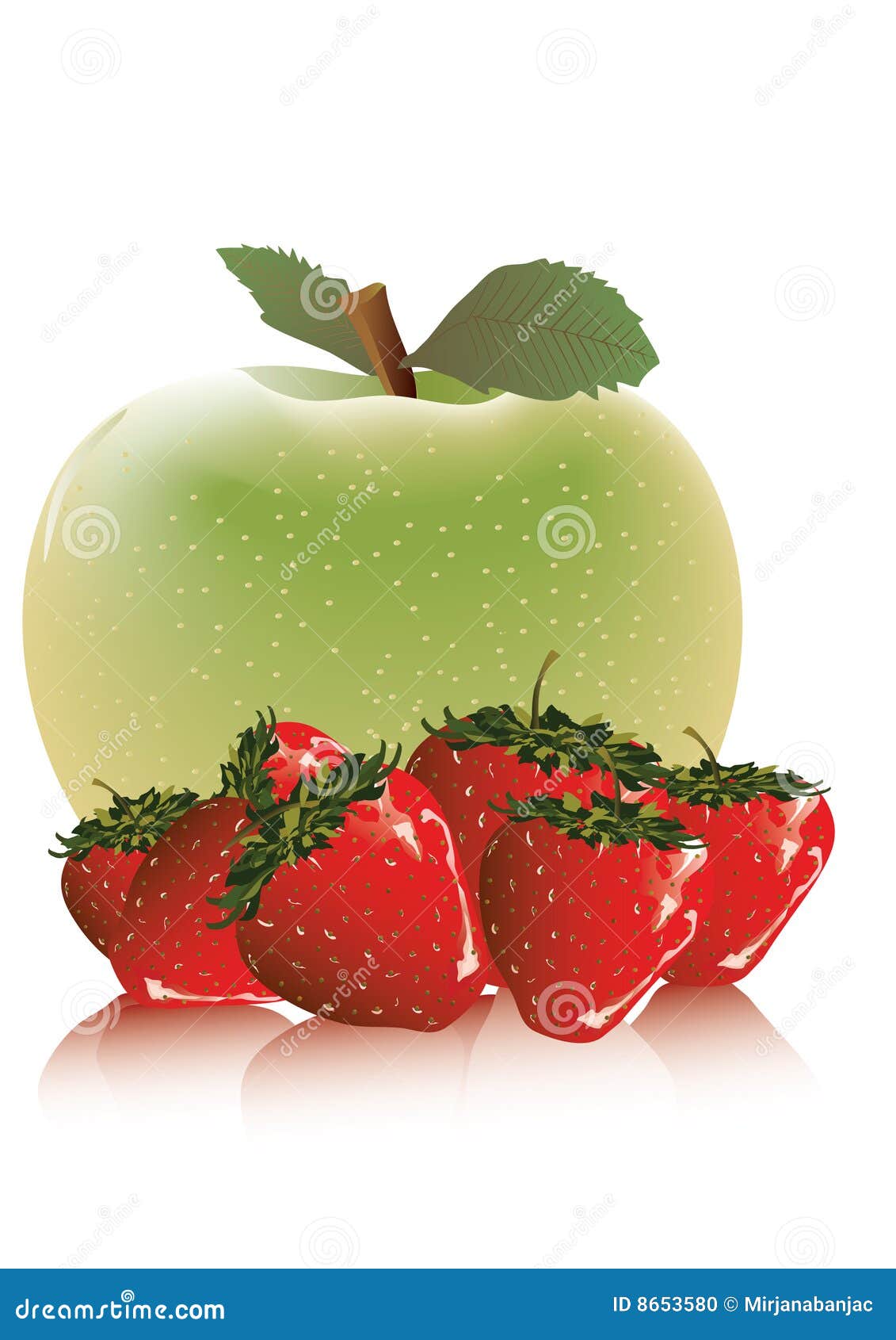 Apple and strawberry stock vector. Illustration of health 8653580