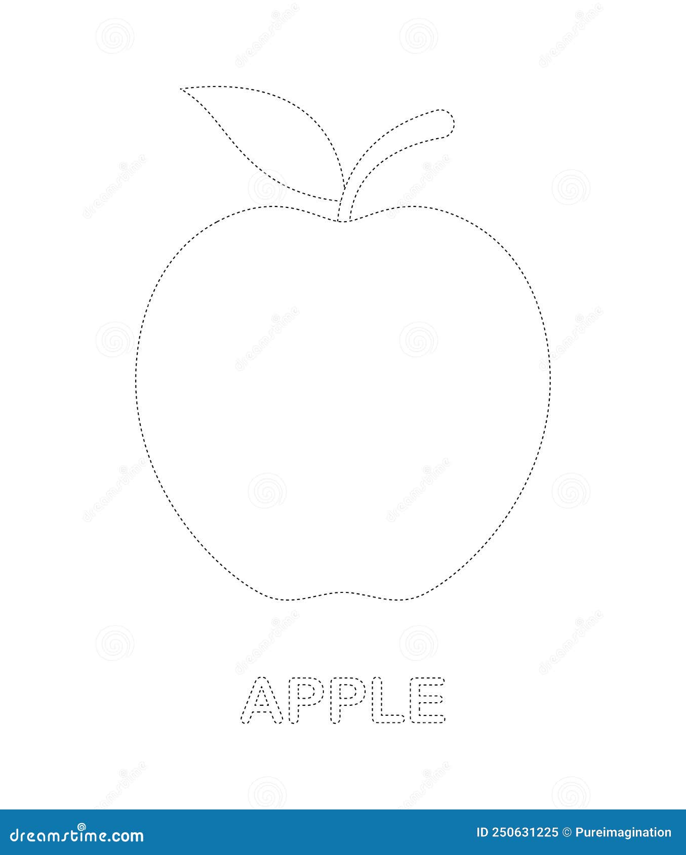 Apple Tracing Worksheet for Kids Stock Vector Illustration of leisure