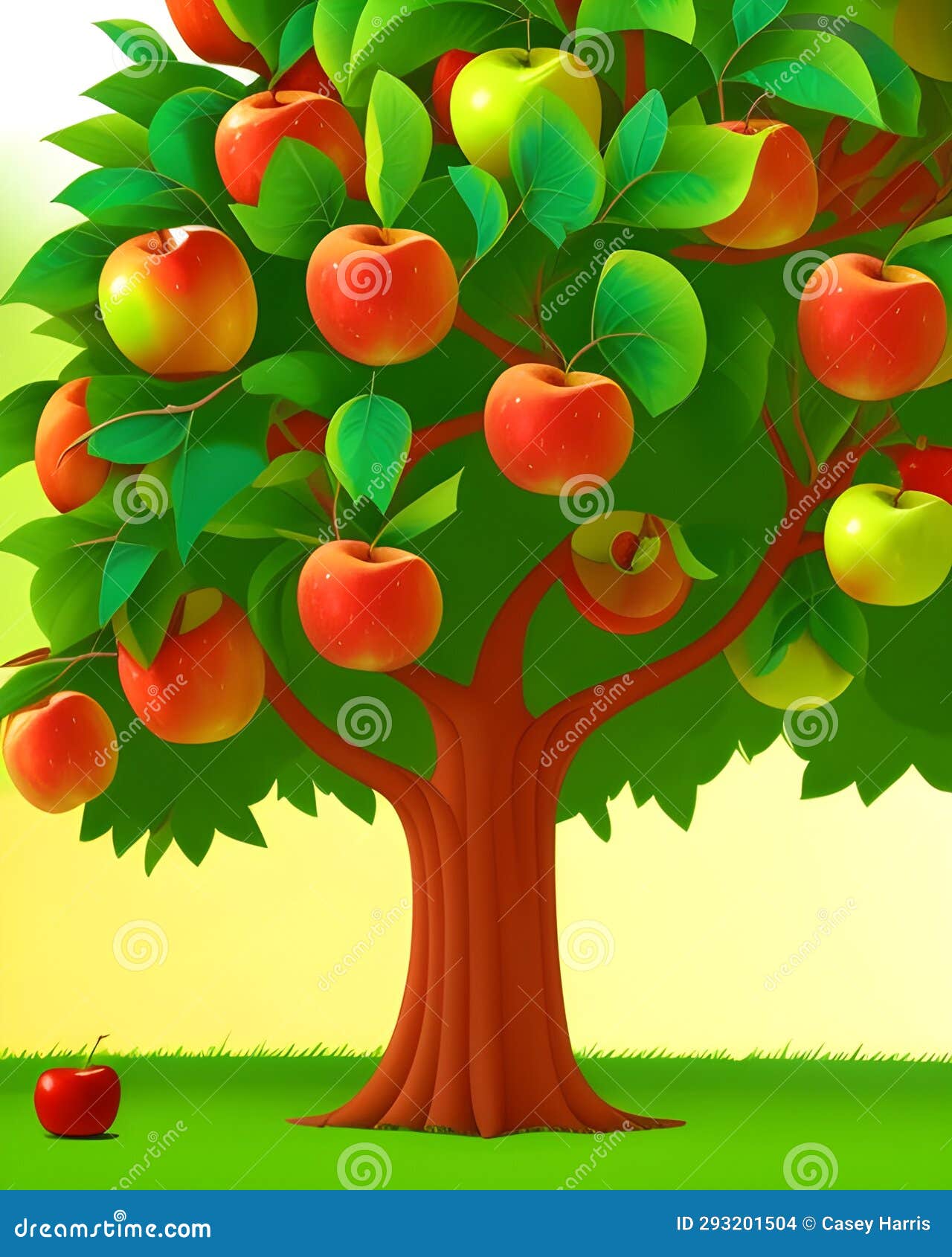 Apple tree cartoon stock illustration. Illustration of apple - 293201504