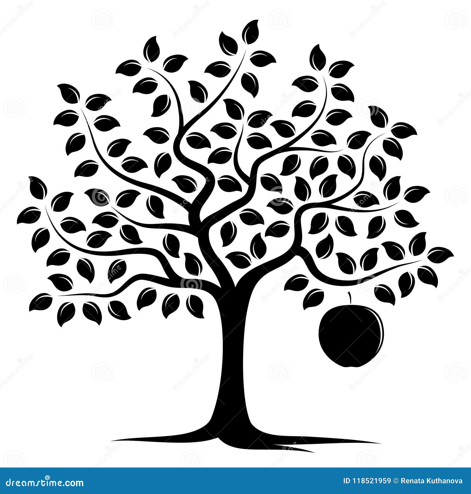 Apple tree stock vector. Illustration of diet, silhouette 118521959