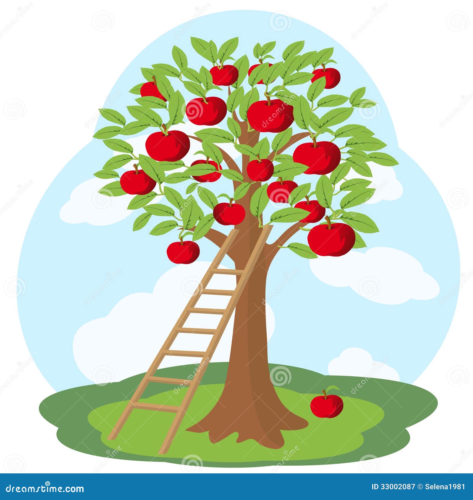 Apple Tree and Wooden Staircase Stock Vector - Illustration of husbandry, decor: 33002087 Apple Tree and Wooden Staircase Stock Vector - Illustration of husbandry, decor: 33002087