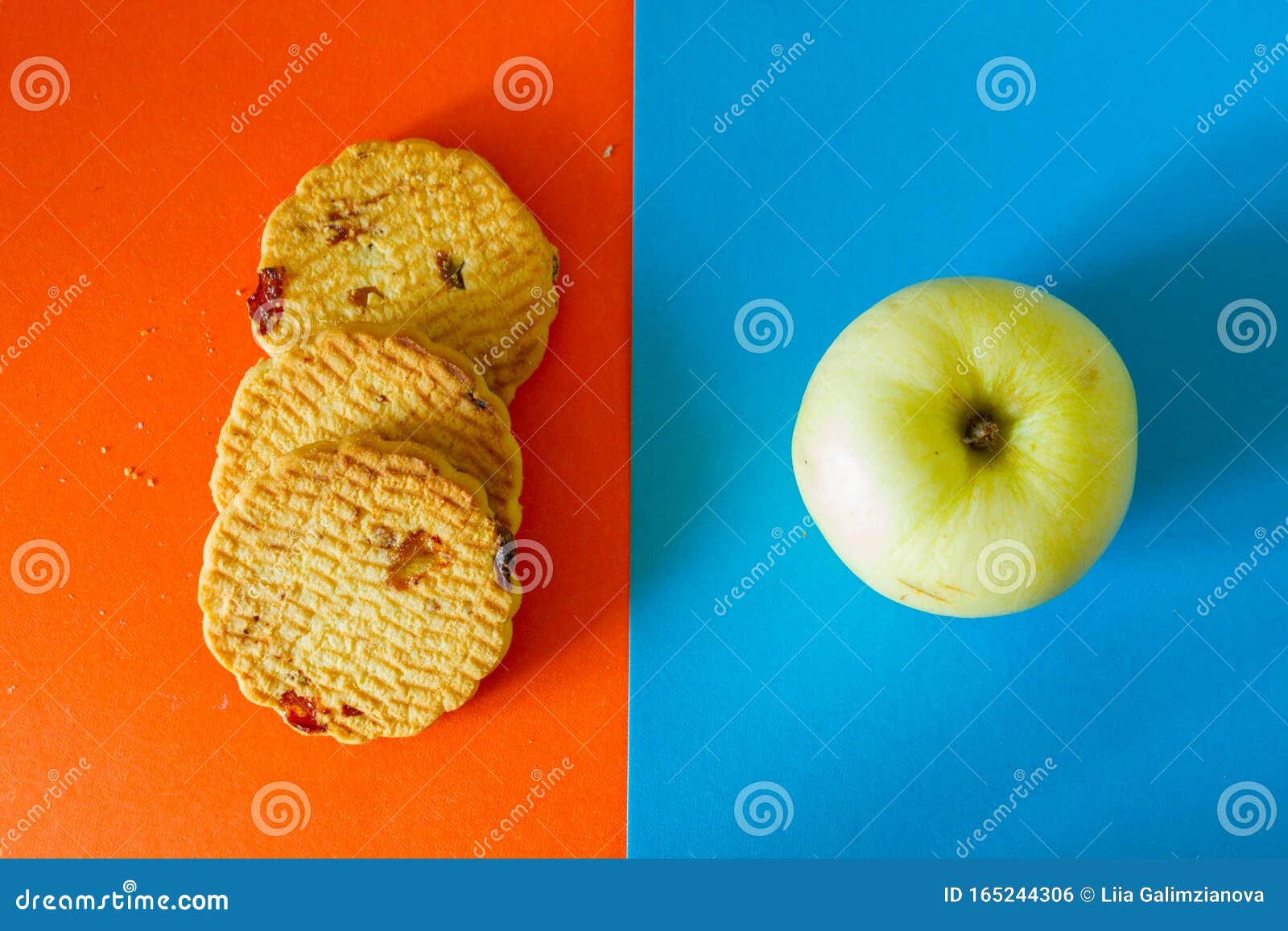 Apple vs cookie stock photo. Image of diet, bake, fruit 165244306