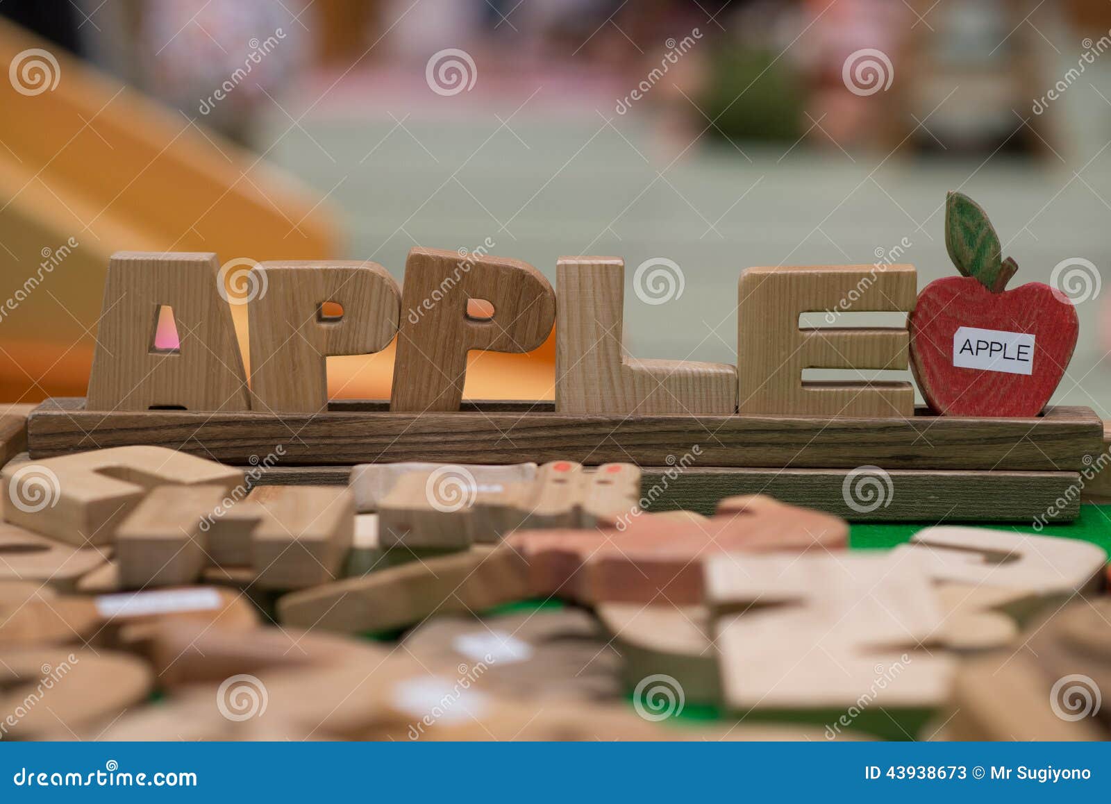 Apple word by wood letter stock image. Image of letter  43938673