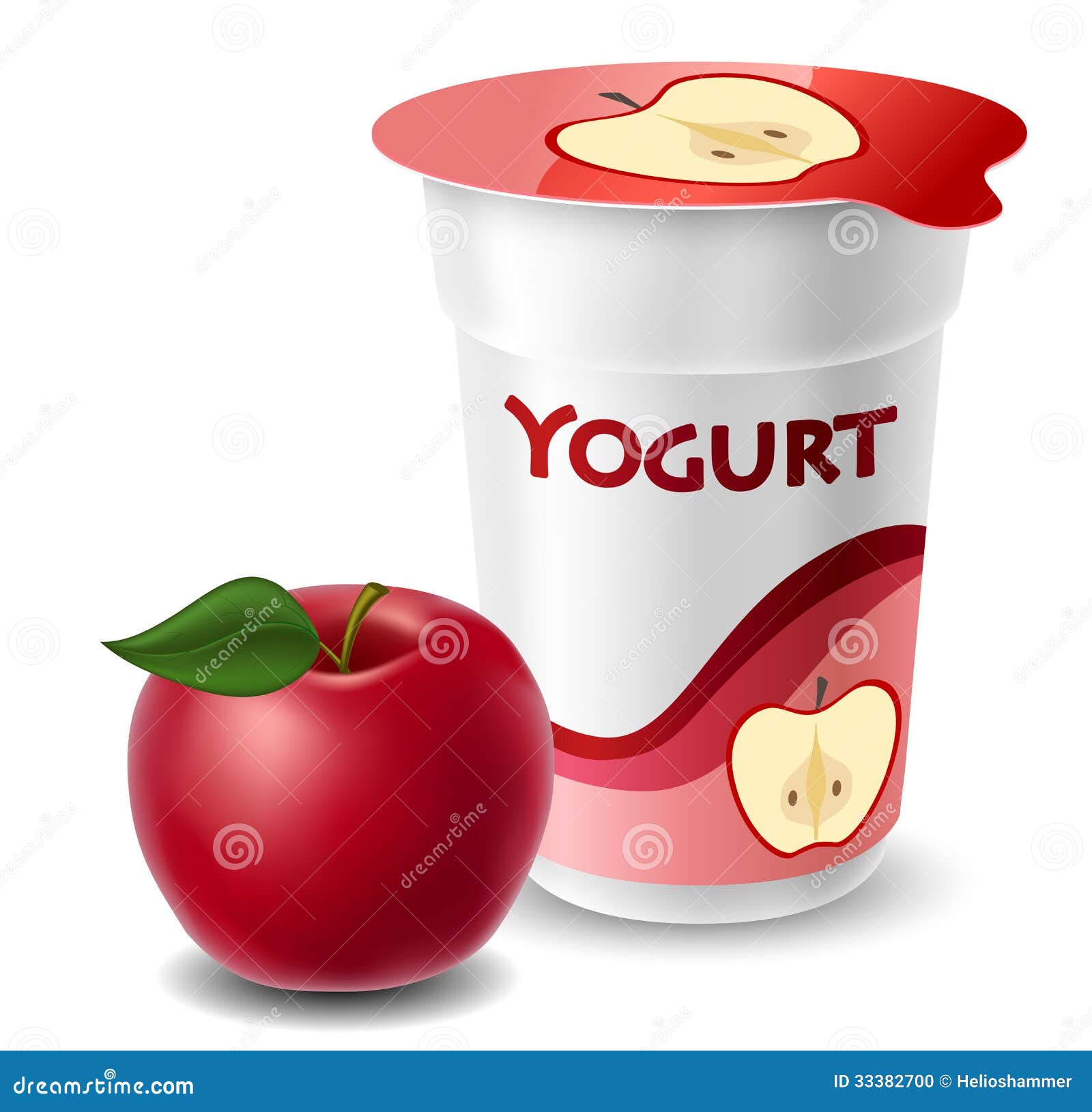 Apple Yogurt Cup with Red Apple Stock Vector Illustration of cream