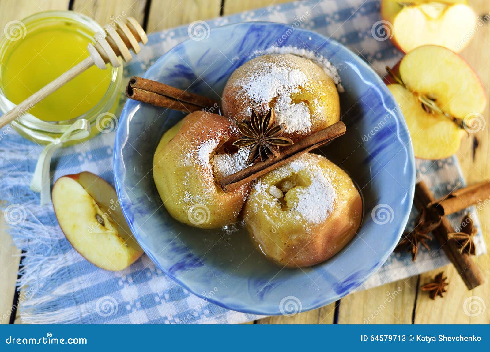 Apples baked in the oven stock image. Image of anise 64579713