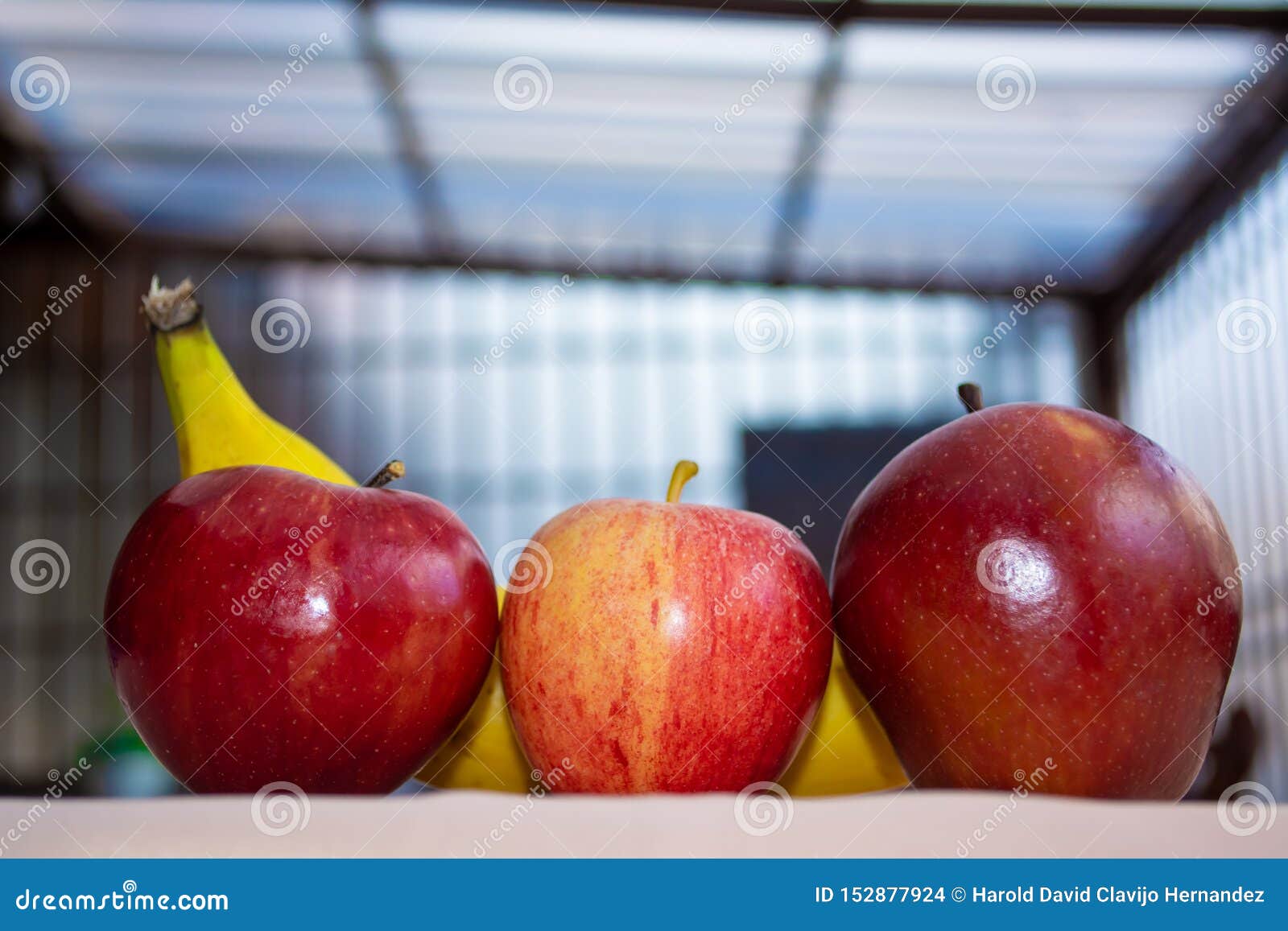 apples with banana close up