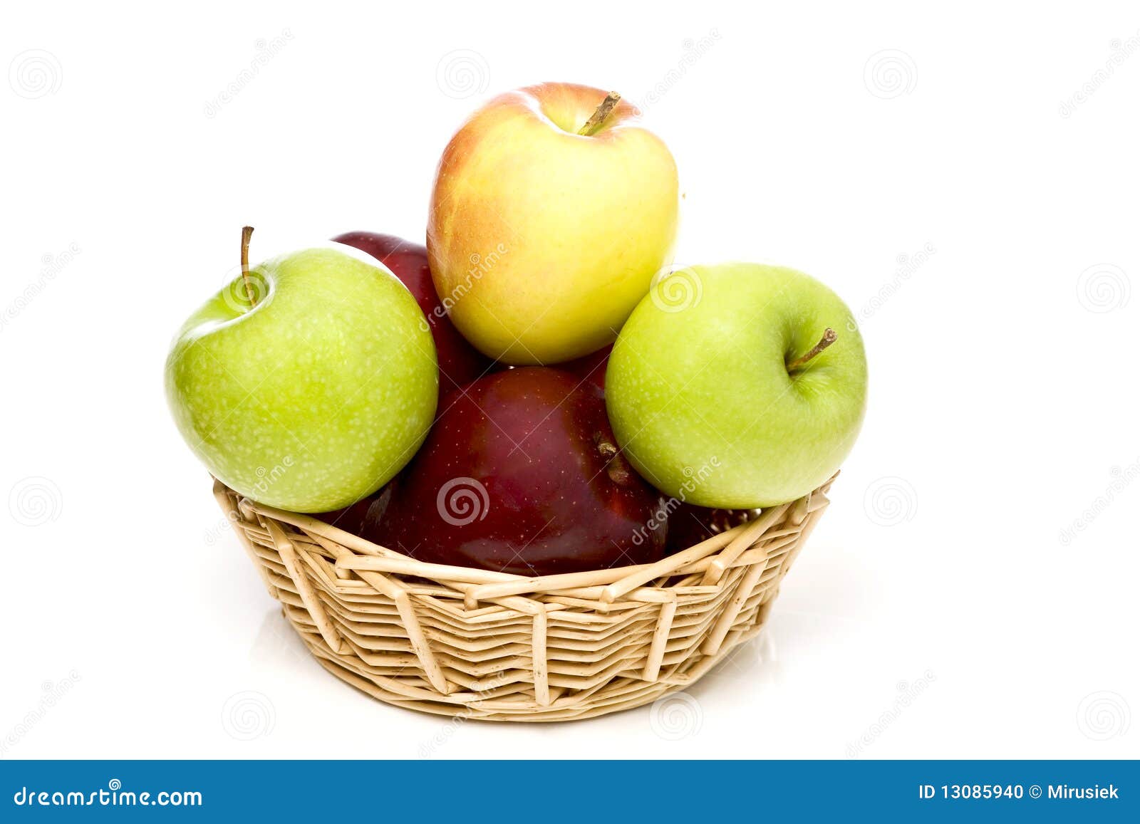 Apples in basket stock photo. Image of spring, food, pear 13085940