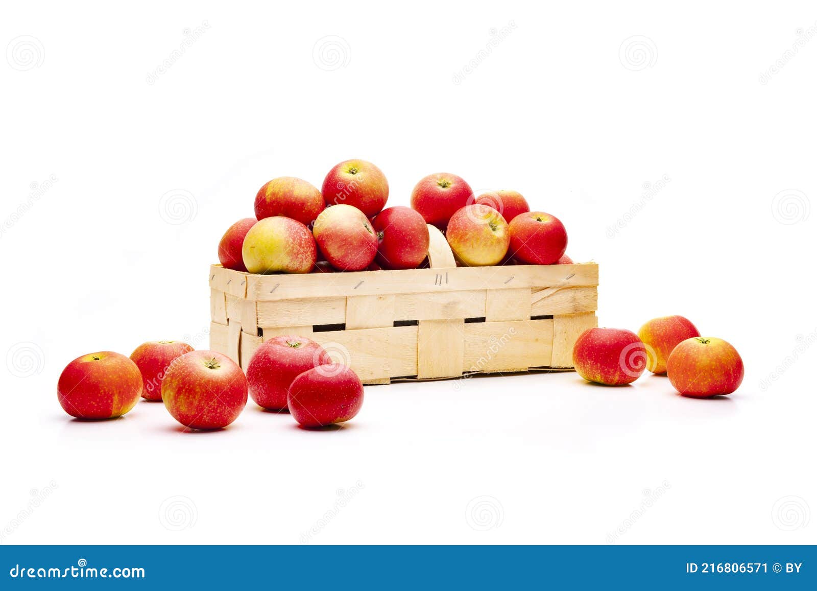 Apples in the chip basket stock image. Image of isolated 216806571