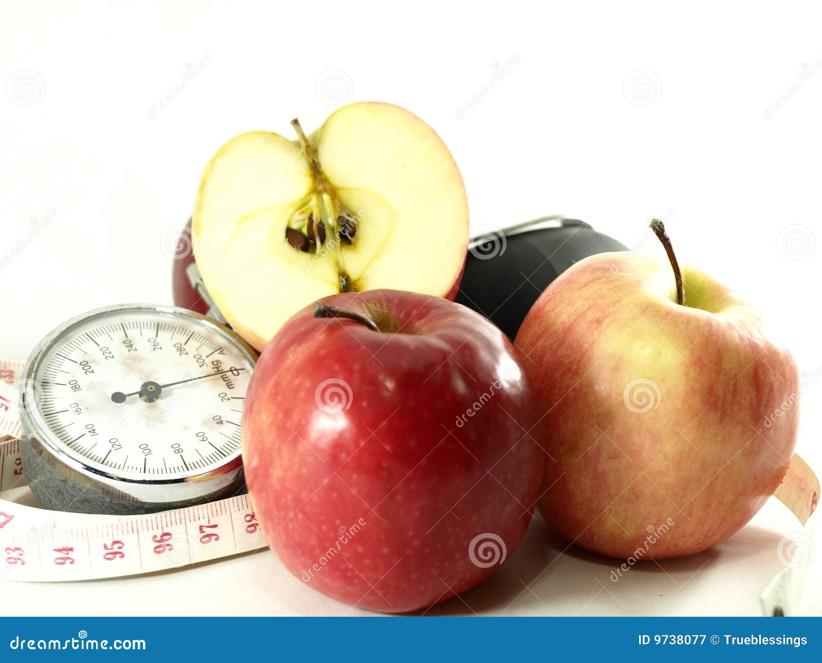 Apples, Measuring Tape, Blood Pressure Pump Stock Image Image of