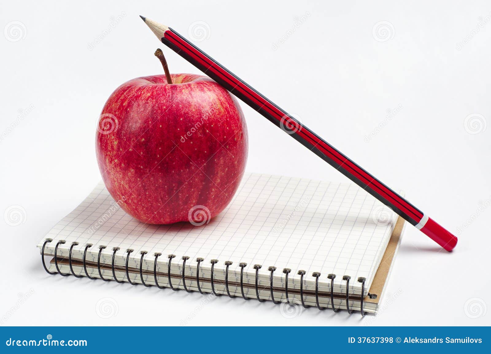 Apples, Notebook and Pencil Stock Photo Image of color, paper 37637398