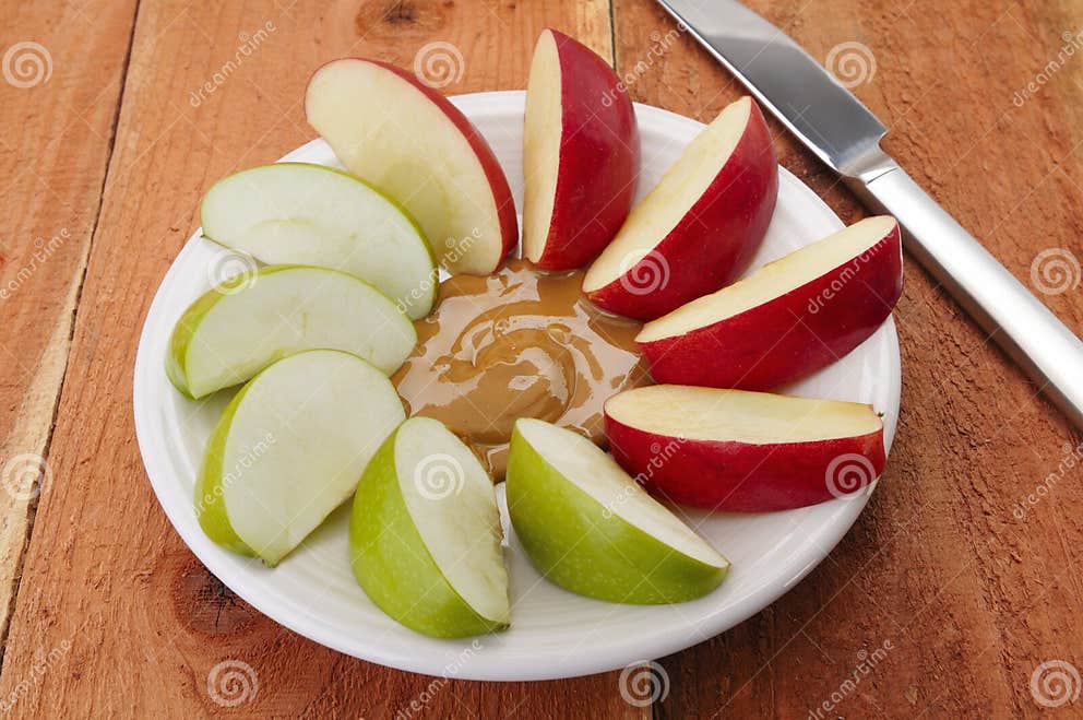 Apples and peanut butter stock photo. Image of redwood 29512598