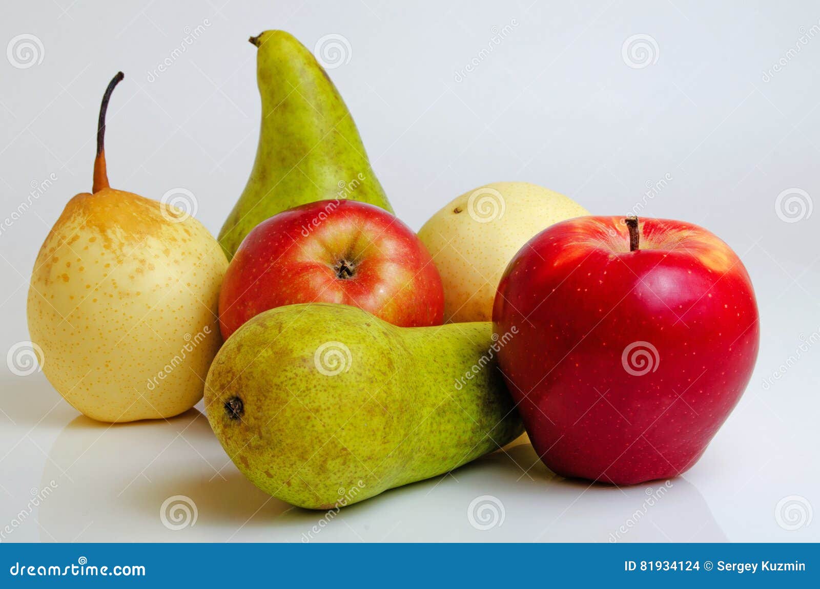 Apples And Pears On A Gray Background. Stock Photography