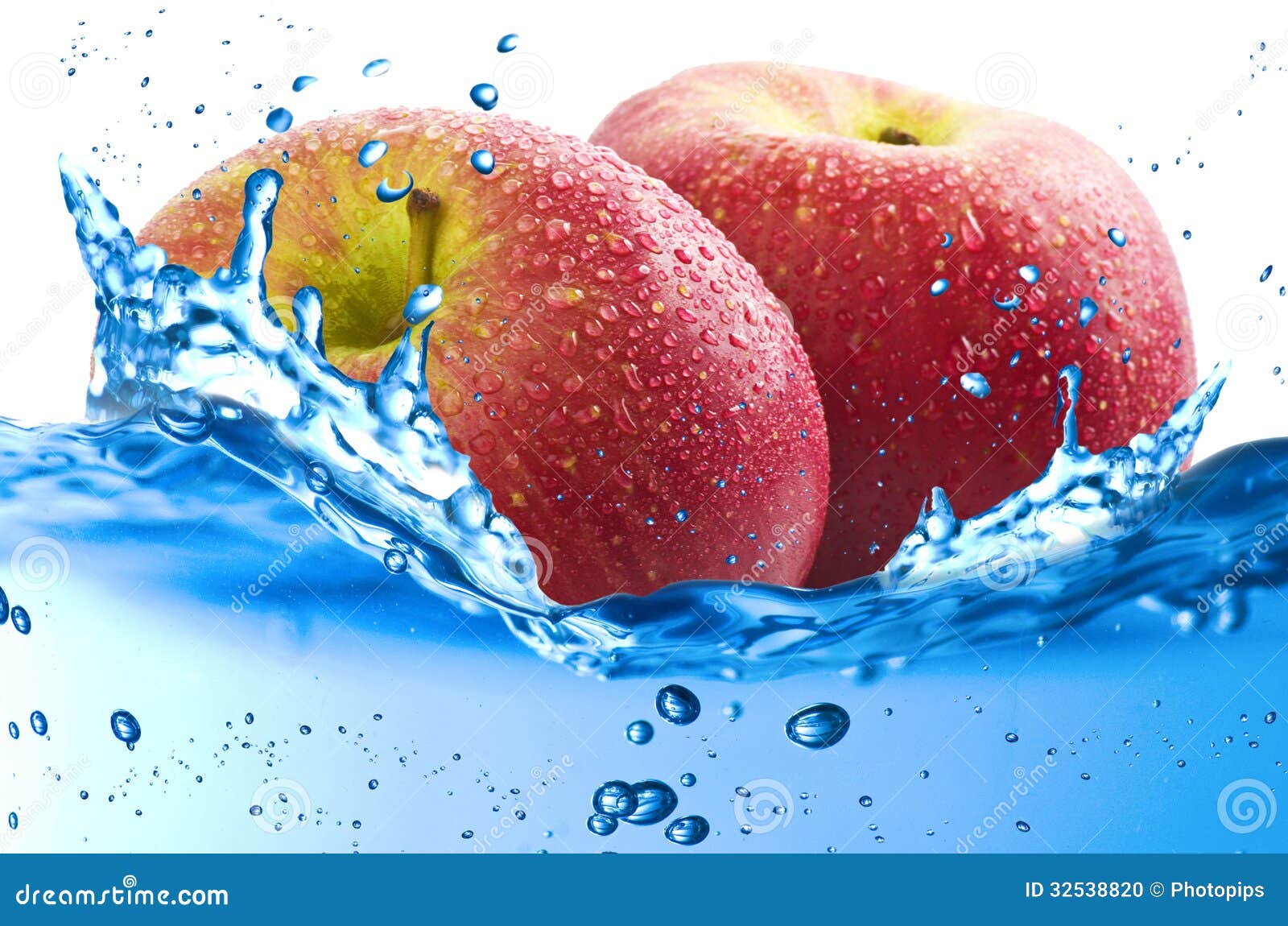 Apples splash stock photo. Image of moisture, drink, blue - 32538820