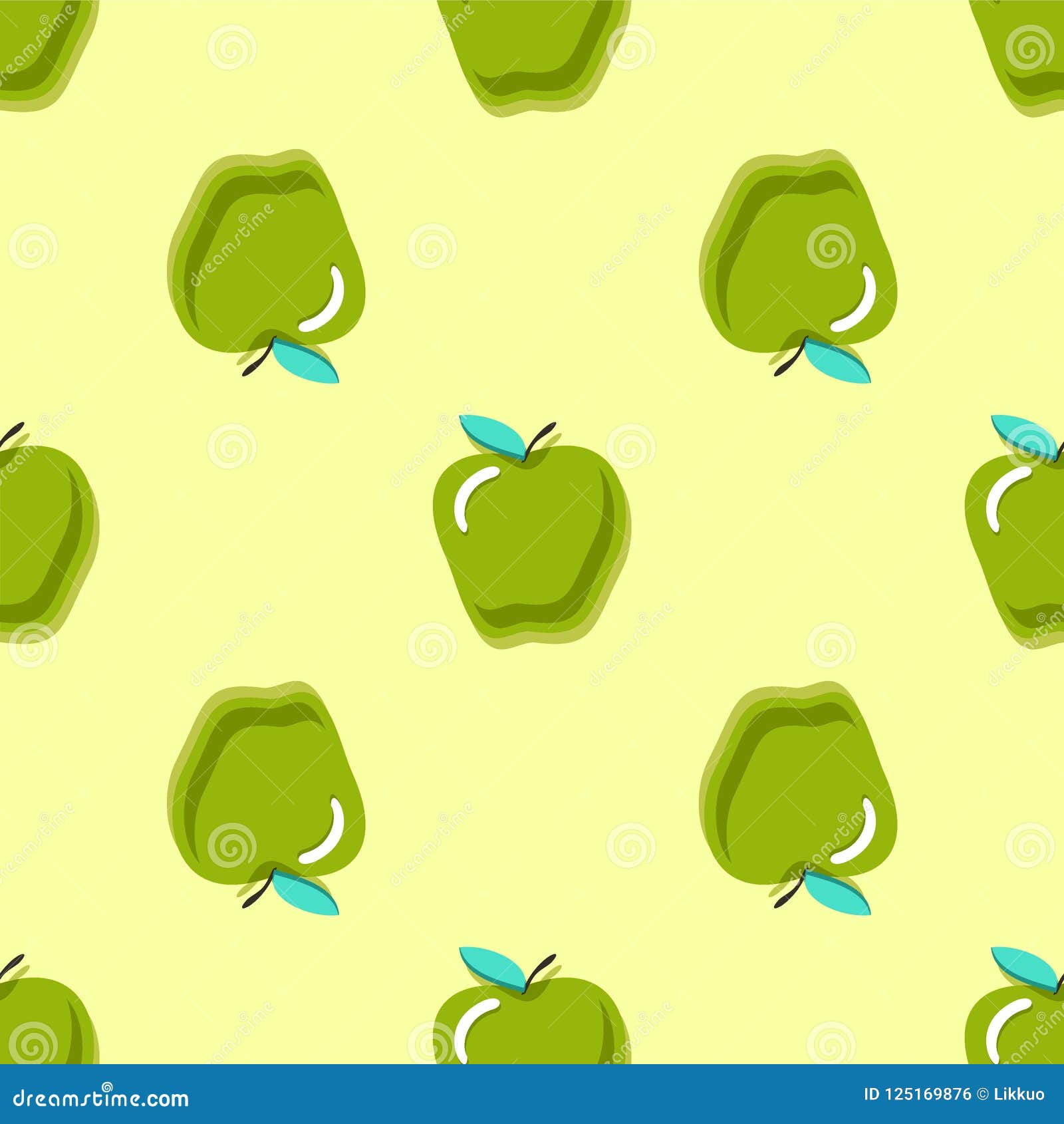 Apples Vector Seamless Pattern. Seamless Pattern with Green Apples on ...