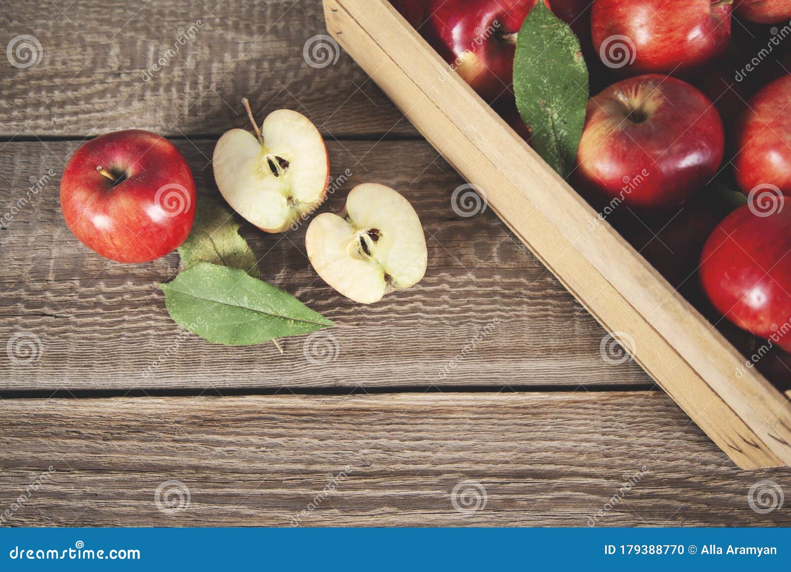 Apples on the wooden box stock photo. Image of healthy 179388770
