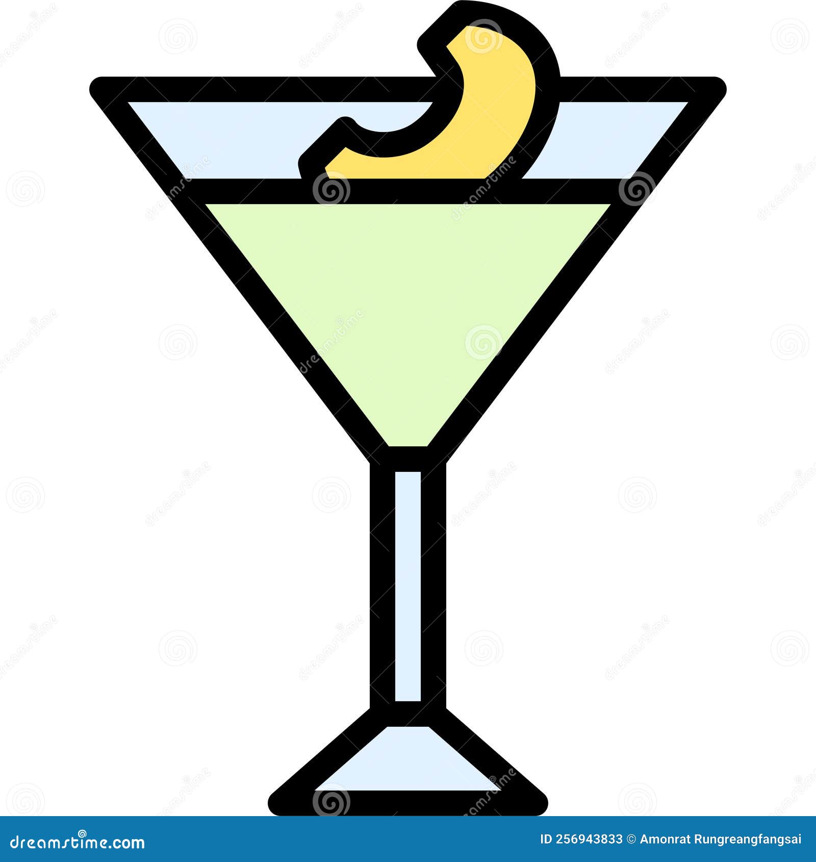 Appletini Cocktail Icon, Alcoholic Mixed Drink Vector Stock Vector