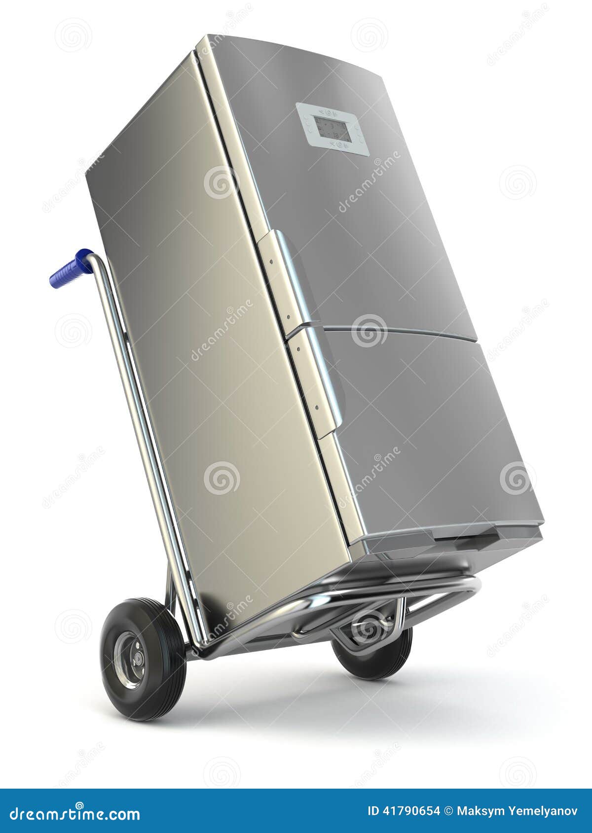 Appliance Delivery. Hand Truck and Fridge Stock Illustration