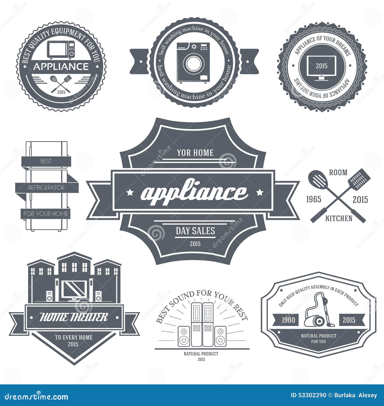 Appliances Label Template of Emblem Element for Stock Vector