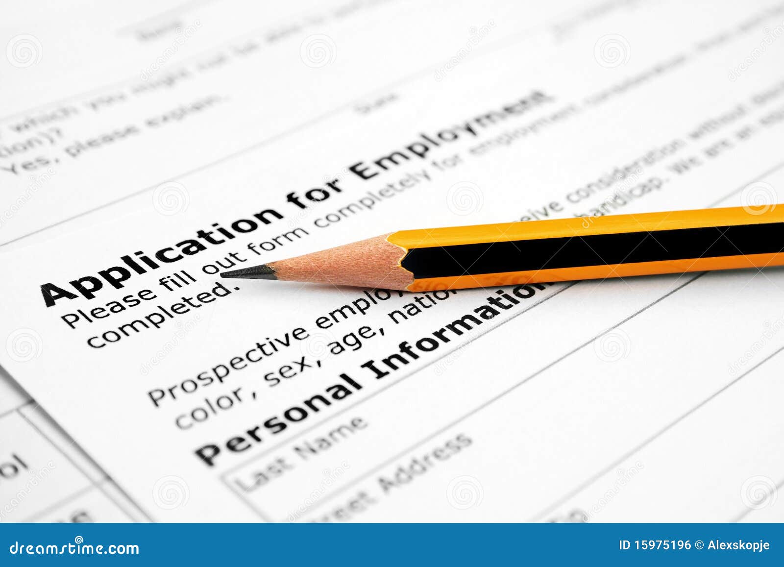 Application for employment stock photo. Image of form - 15975196