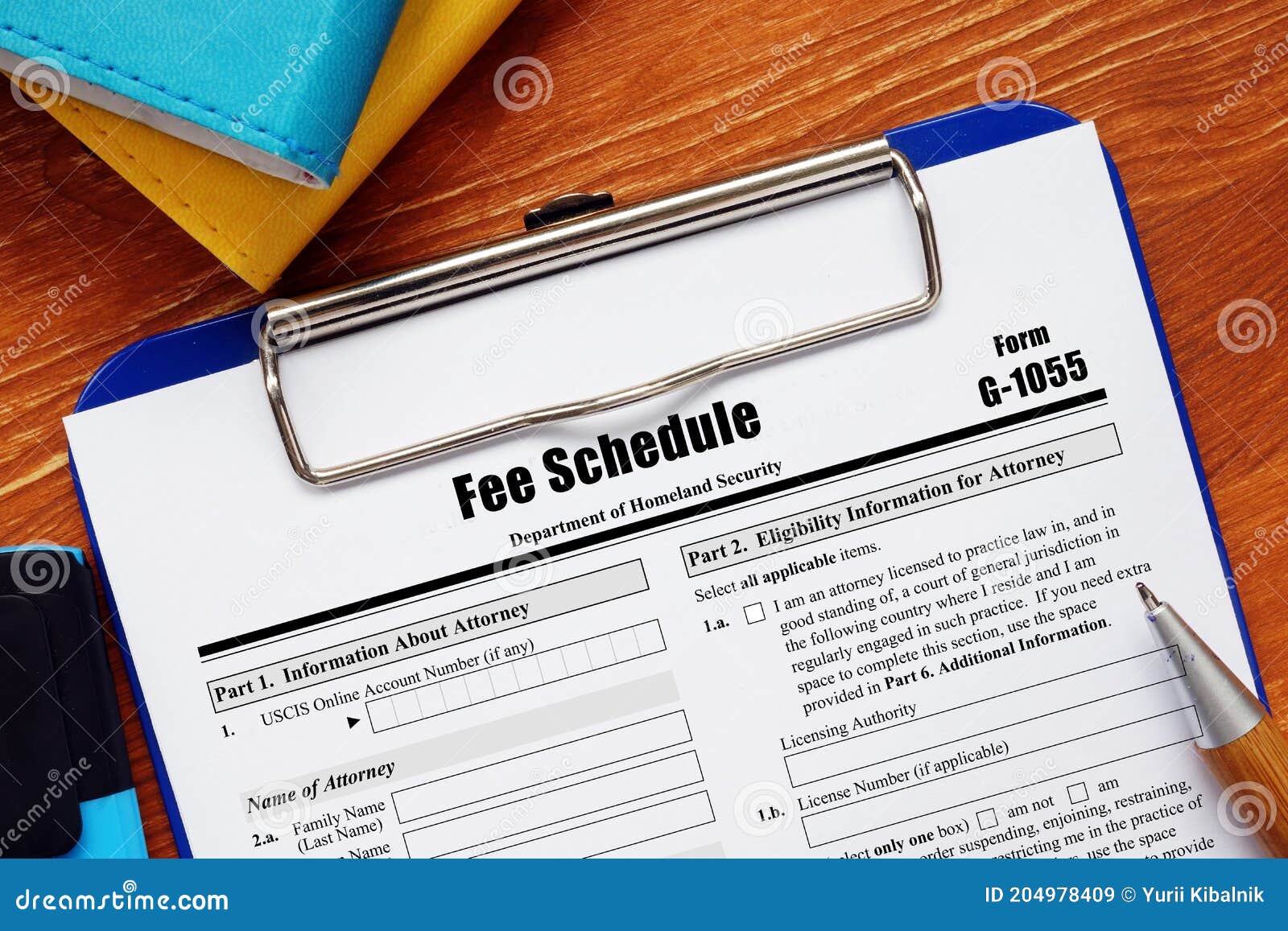 Application Form G1055 Fee Schedule Stock Image Image of homeland