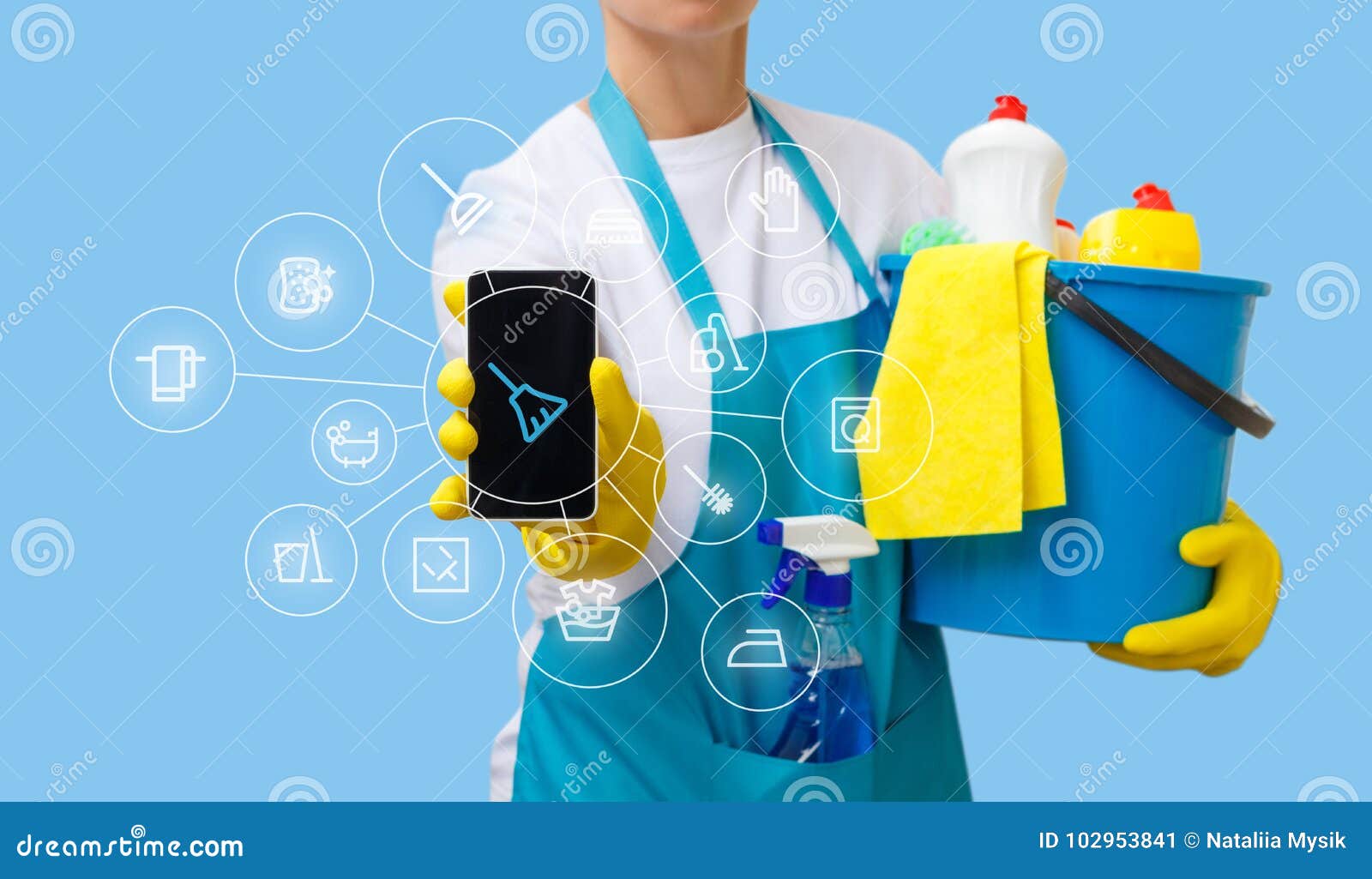 Application of Housekeeping Service in the Mobile Phone . Stock Image