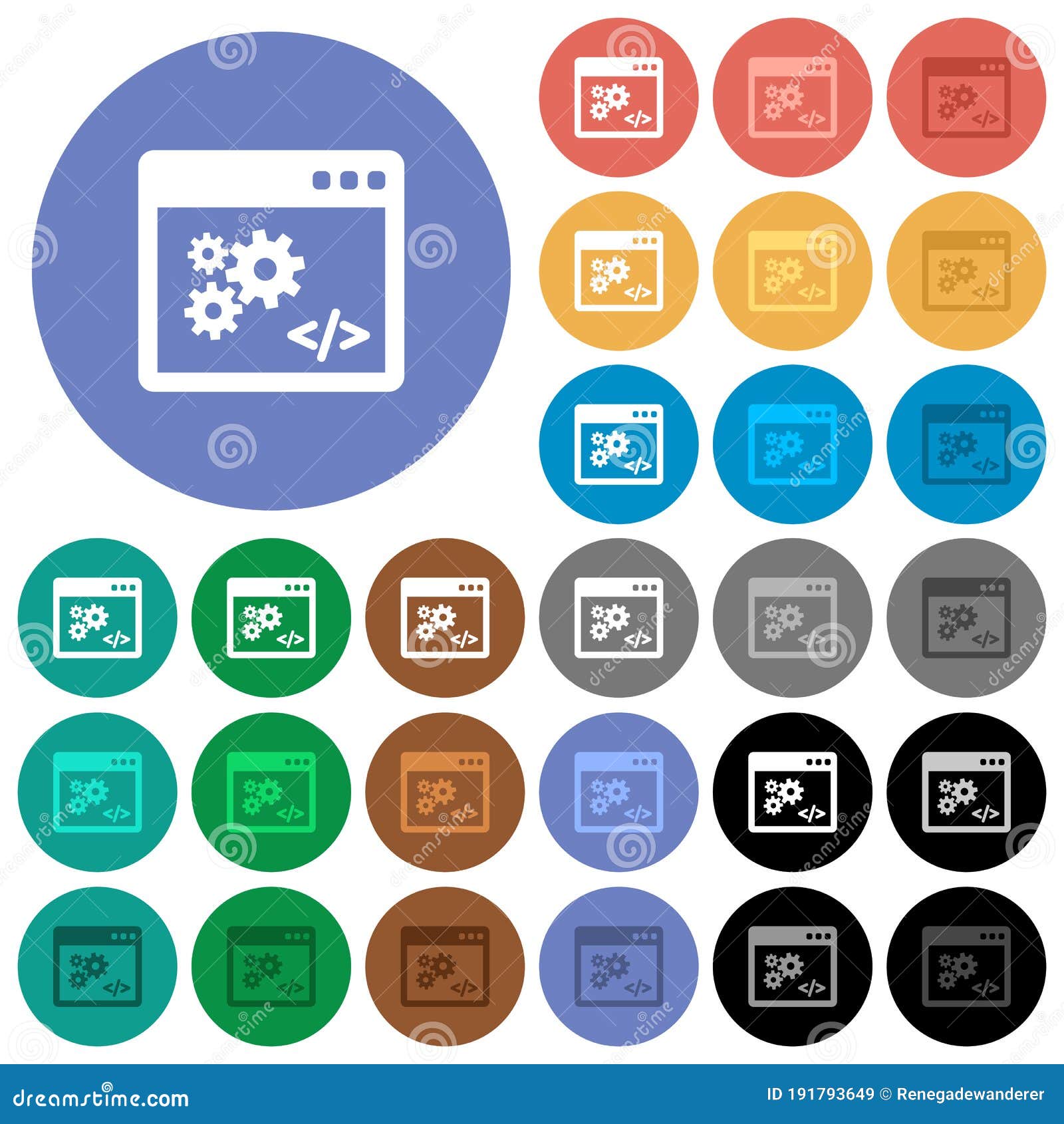 Application Programming Interface Round Flat Multi Colored Icons Stock